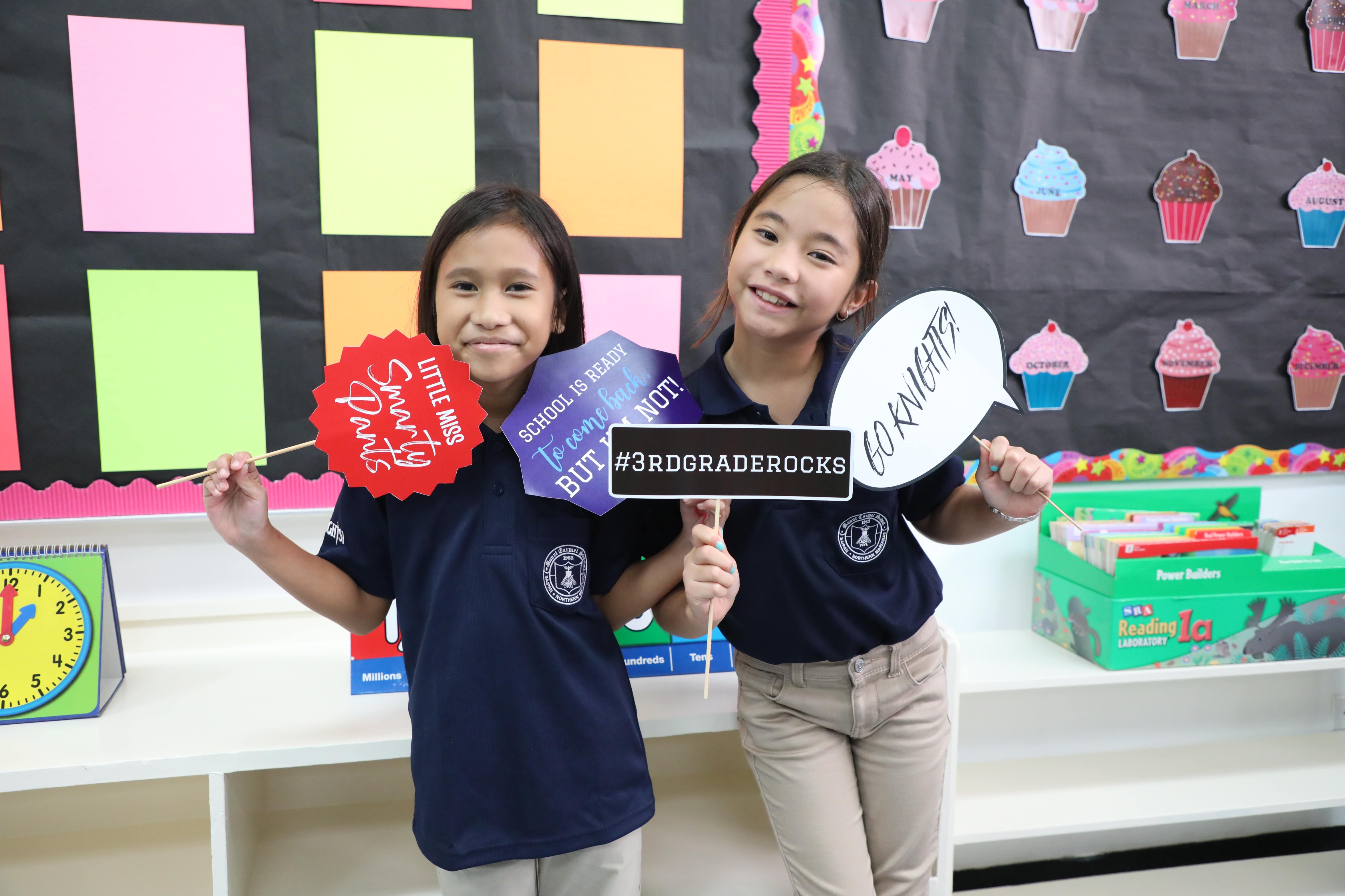 Mount Carmel School's third graders love participating in the Student Council's "Welcome Back to School" photo booths.