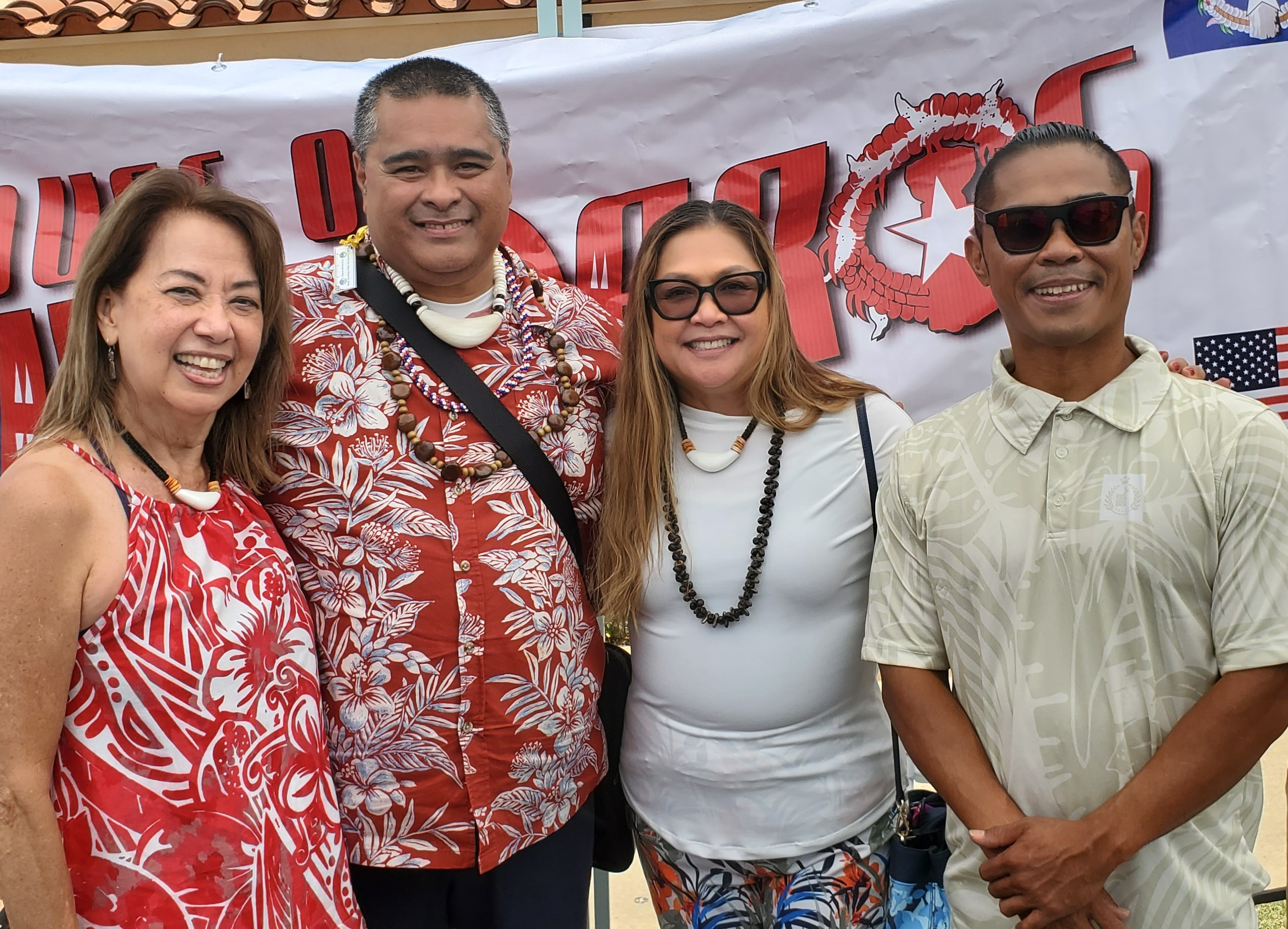 From left, House of Chamorros Board of Directors and Founders Dolores Cepeda, David Atalig, Doris Aldan-Atalig and JR So gather for a photo during the Hafa Adai Festival Saturday morning.