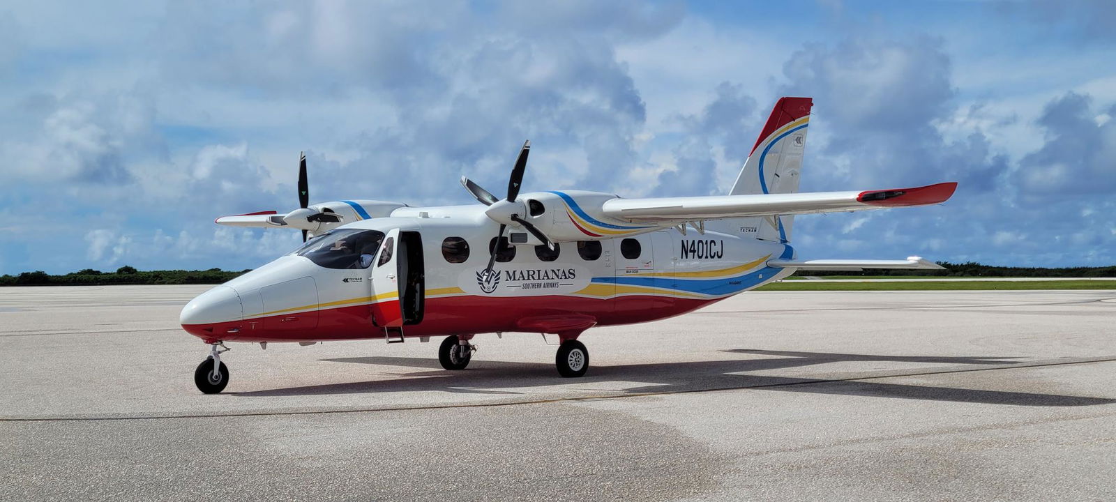 The first Marianas Southern Airways flight prepares to take off on Friday morning.