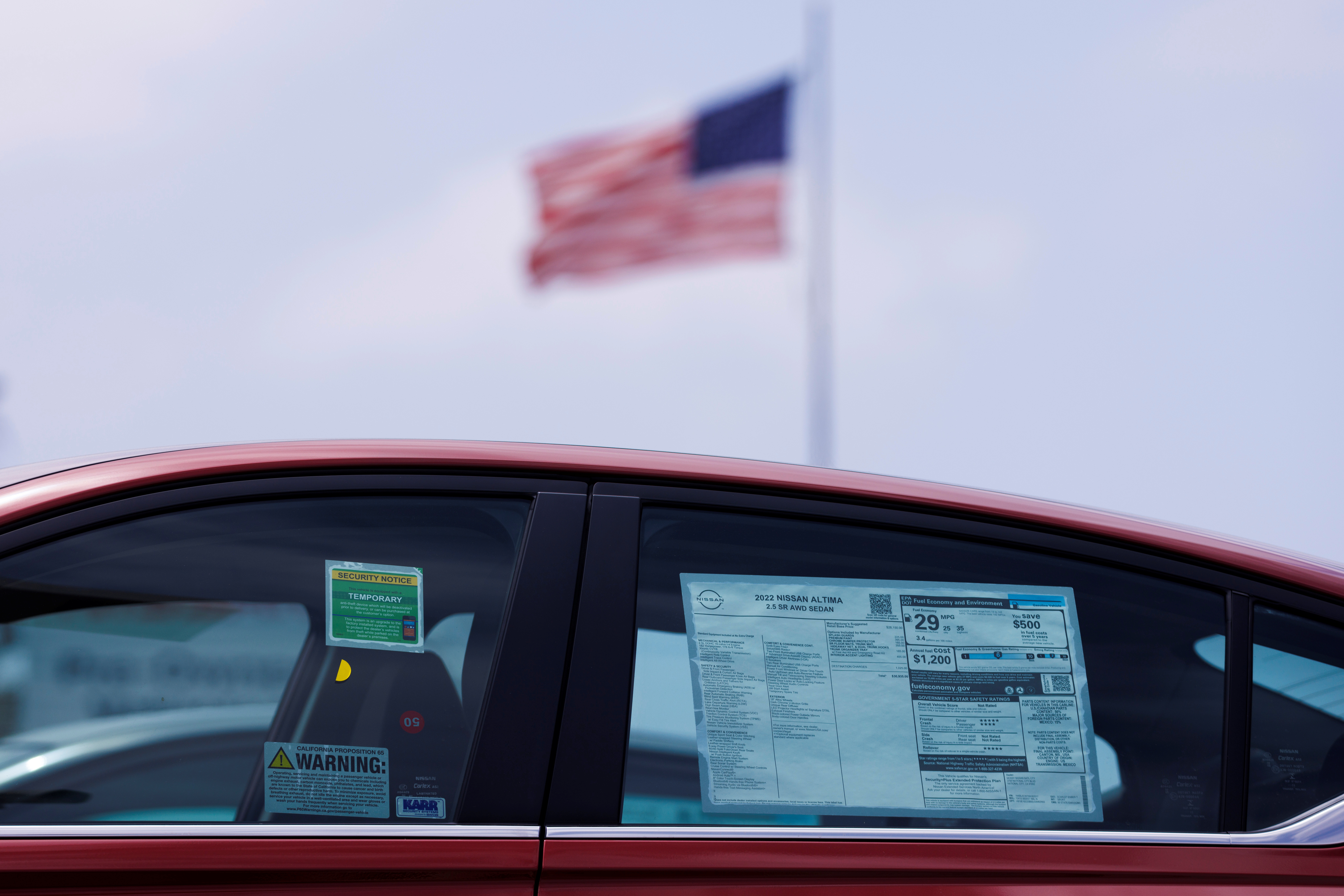 A car is shown for sale at a car lot in National City, California, June 15, 2022.