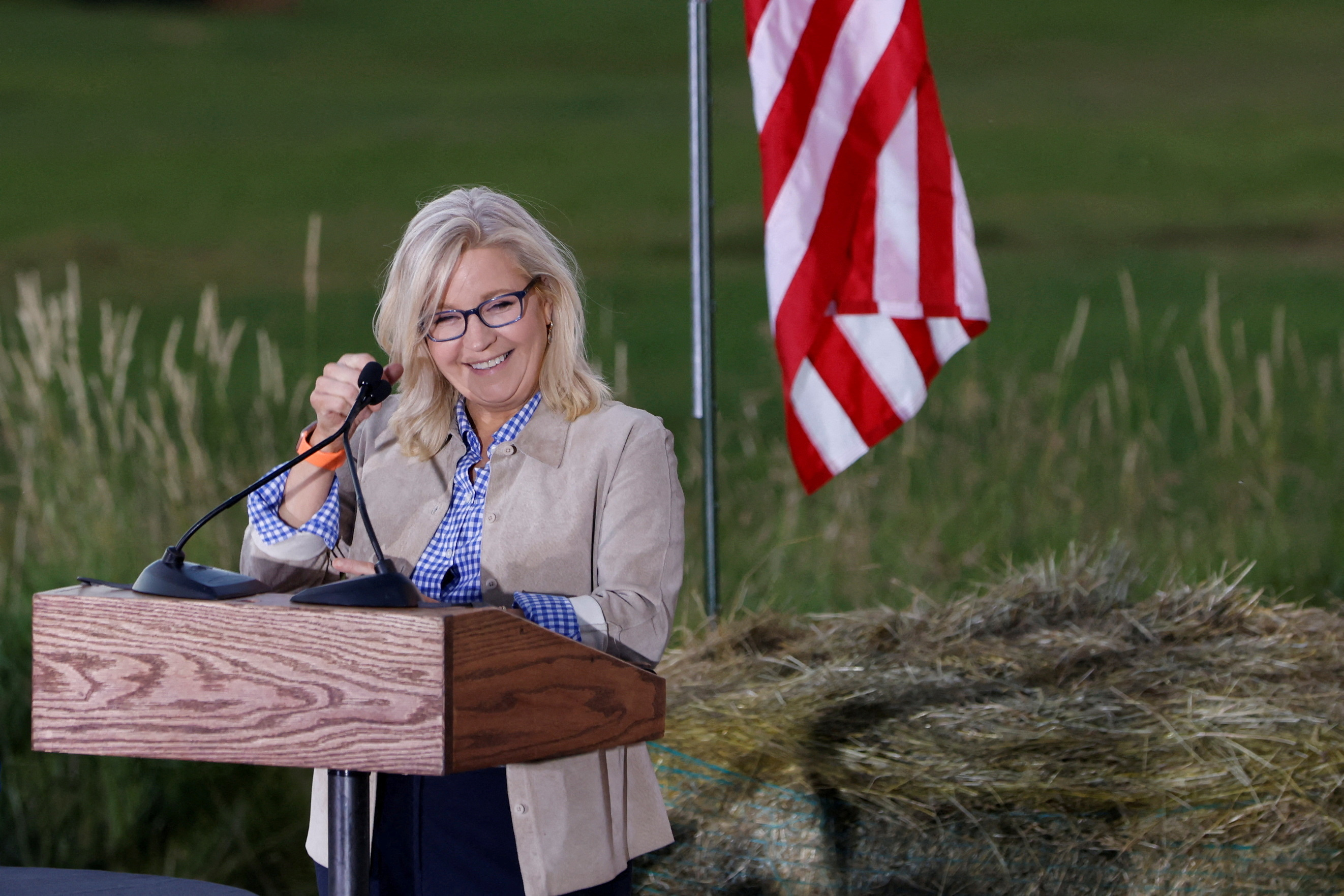 U.S. Rep. Liz Cheney speaks during her primary election night party in Jackson, Wyoming, Aug. 16, 2022.