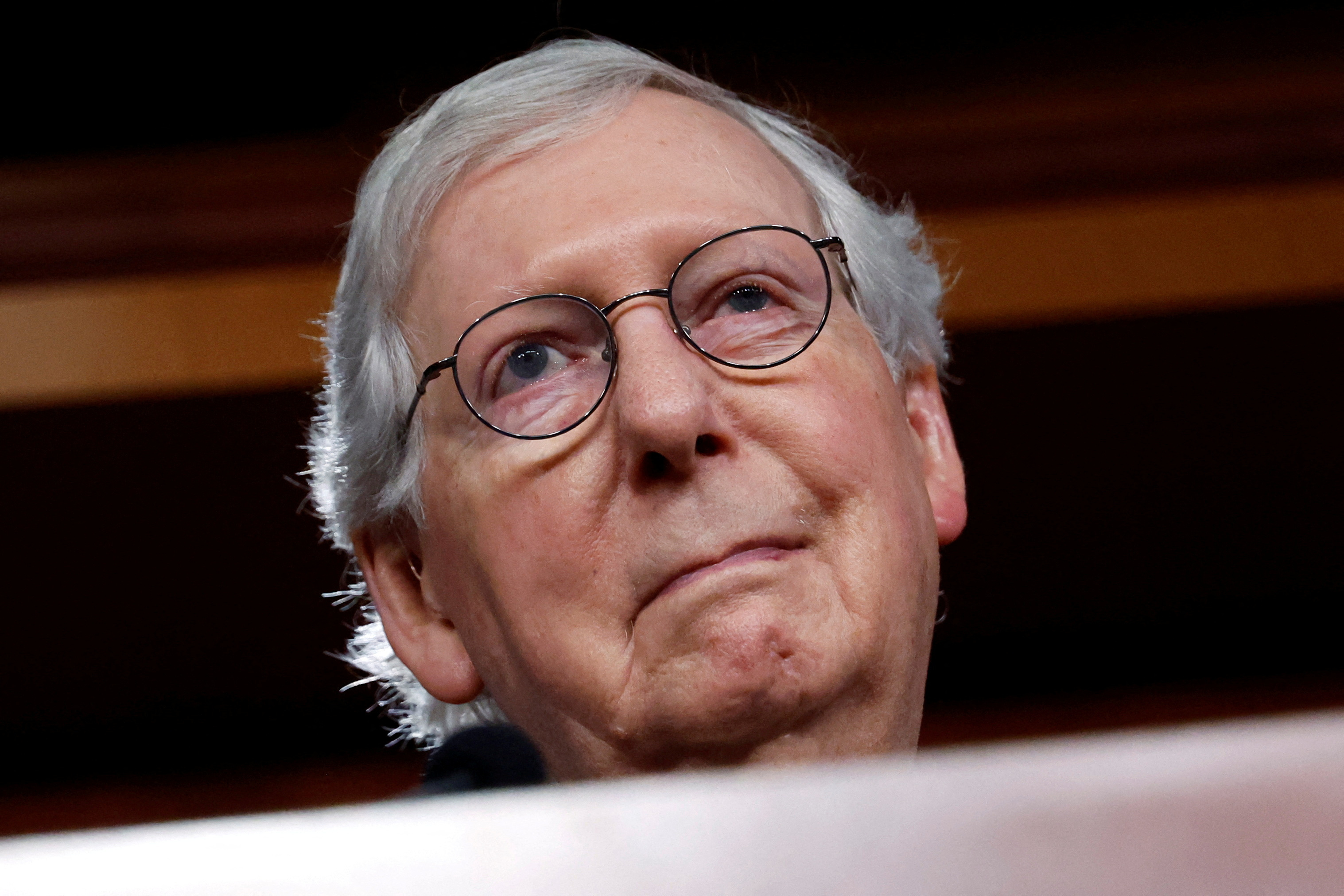 U.S. Senate Minority Leader Mitch McConnell, R-Ky., addresses reporters during his weekly news conference after the Republican caucus party luncheon at the U.S. Capitol in Washington, D.C. August 2, 2022.
