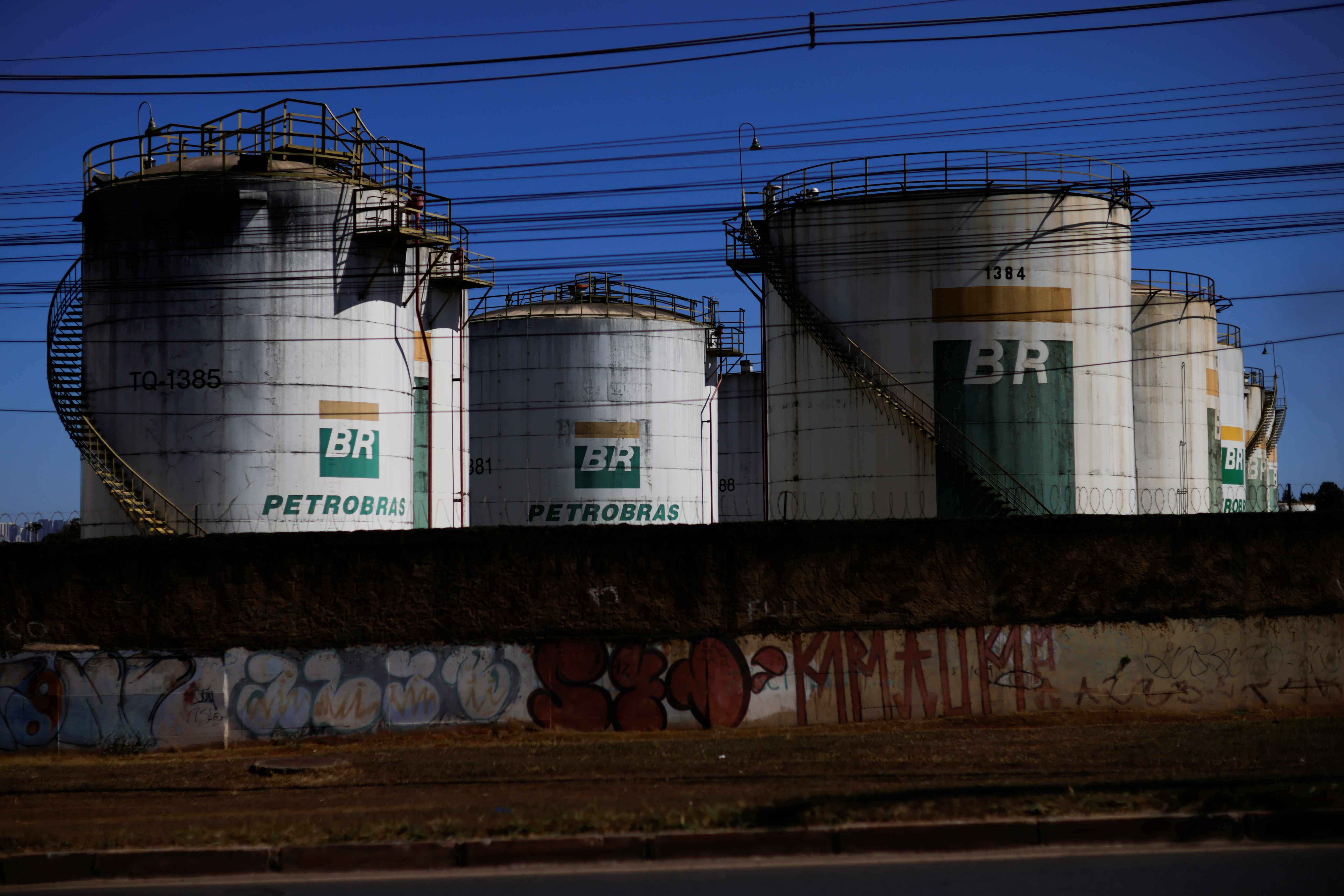 A general view of the tanks of Brazil's state-run Petrobras oil company in Brasilia, Brazil, June 17, 2022.