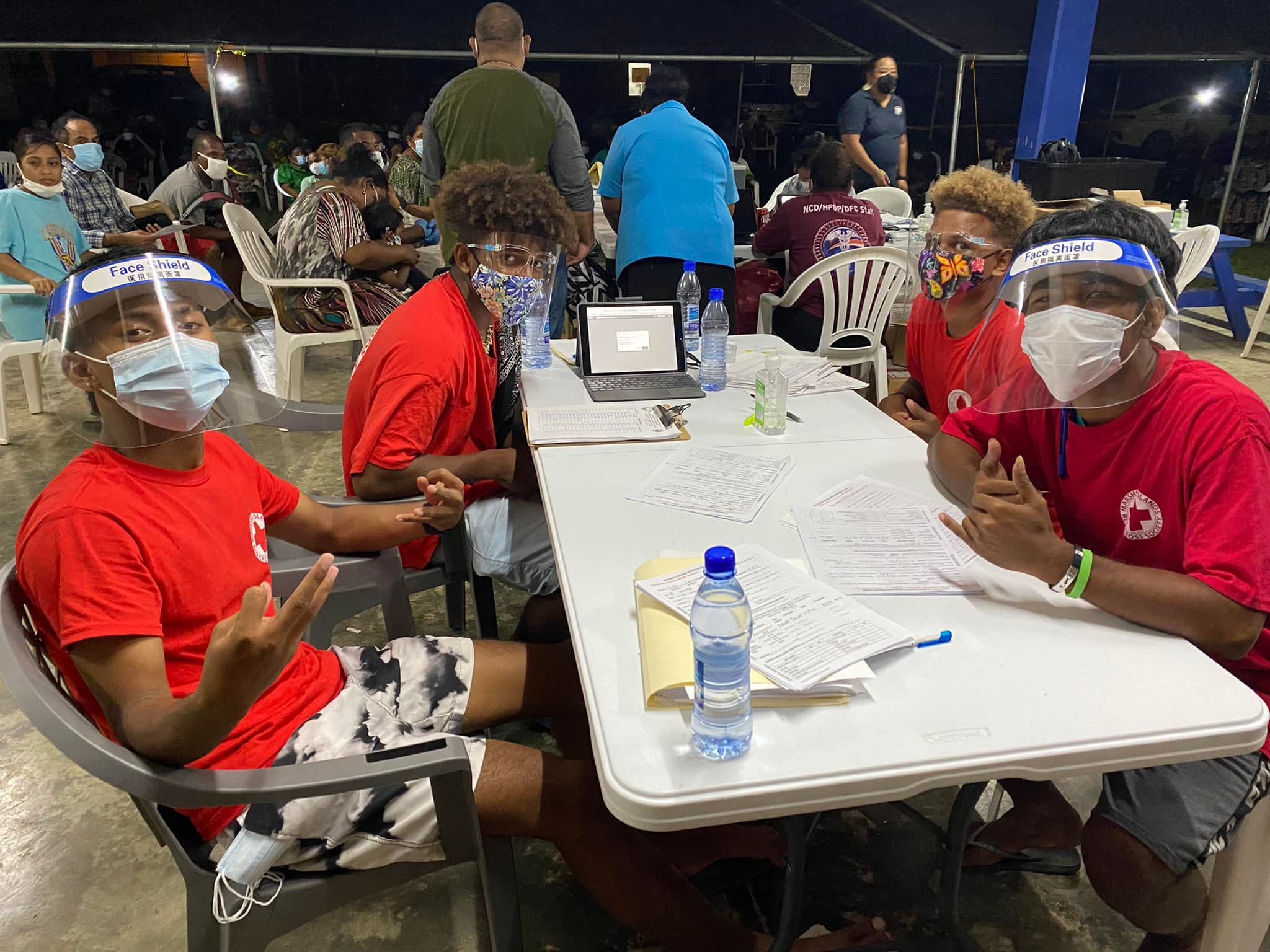 Marshall Islands Red Cross Society volunteers were among hundreds who responded to the Ministry of Health and Human Services' need for support at community test to treat sites in the early stage of the country's first Covid outbreak.