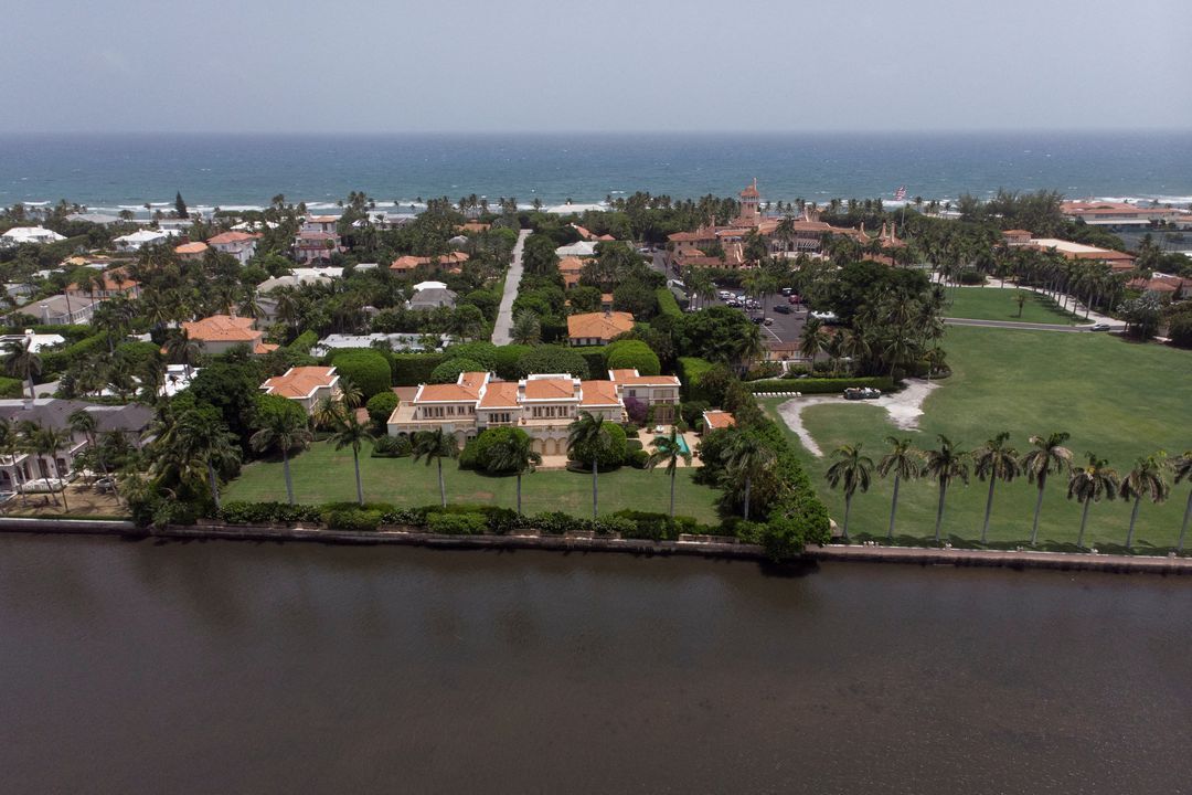 An aerial view of former President Donald Trump's Mar-a-Lago home  in Palm Beach, Florida.