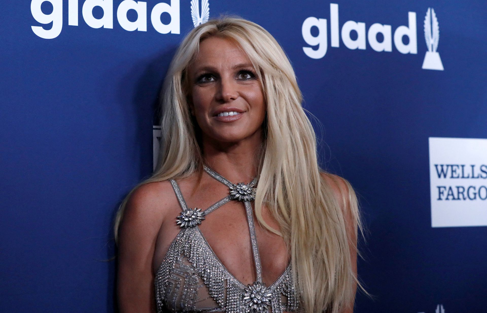 Singer Britney Spears poses at the 29th Annual GLAAD Media Awards in Beverly Hills, California, April 12, 2018.