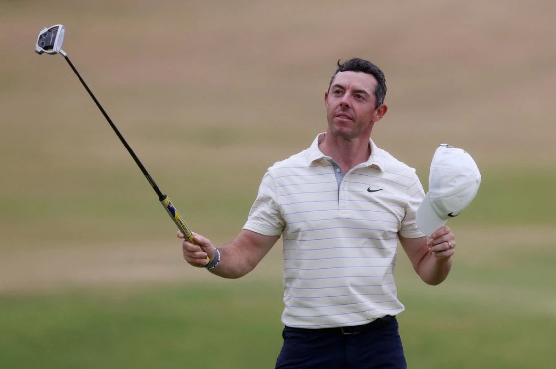 Northern Ireland's Rory McIlroy acknowledges the fans on the 18th after finishing his final round in the 150th Open Championship at Old Course, St. Andrews, Scotland on  July 17, 2022.