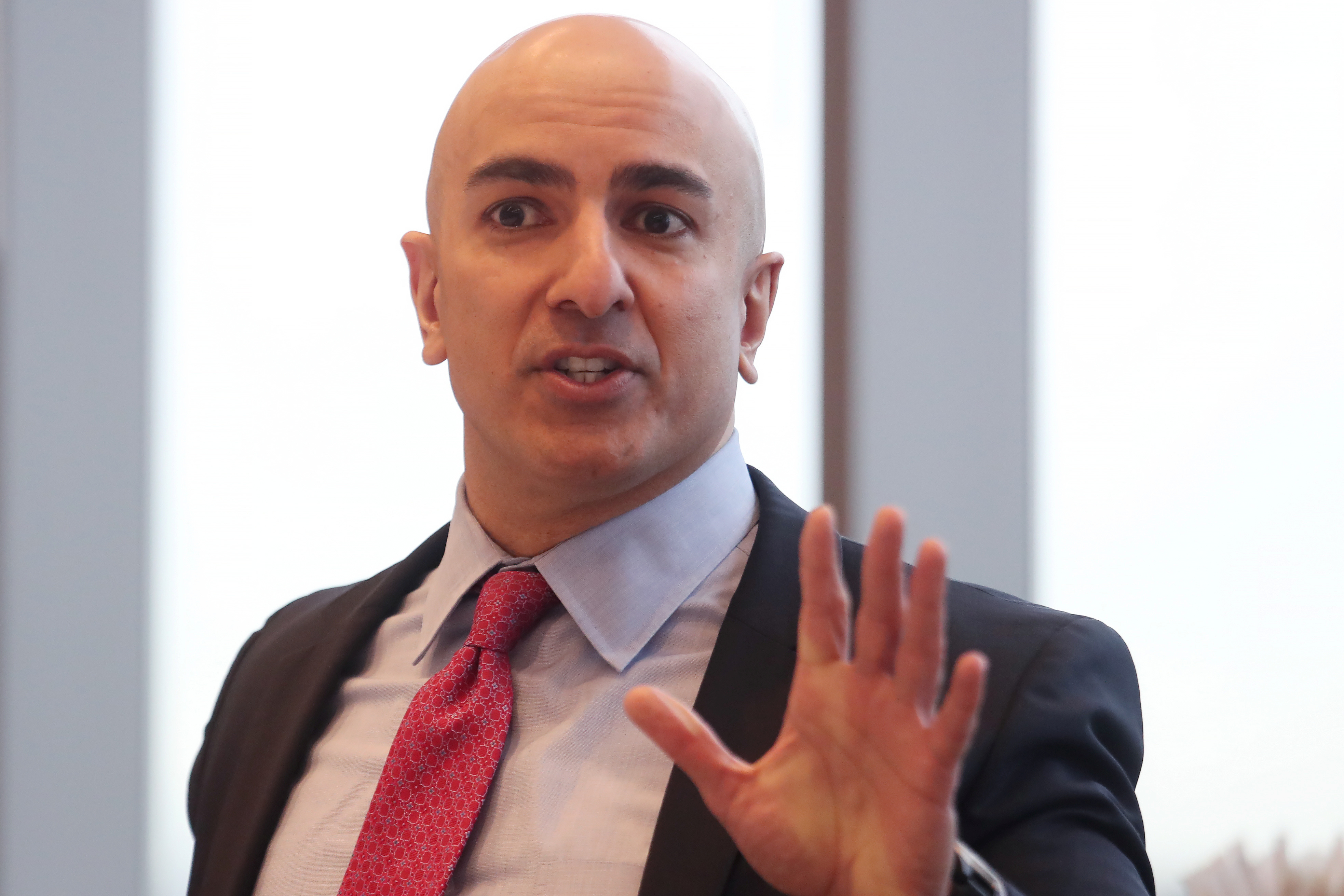 President of the Federal Reserve Bank on Minneapolis Neel Kashkari speaks during an interview in New York, March 29, 2019.