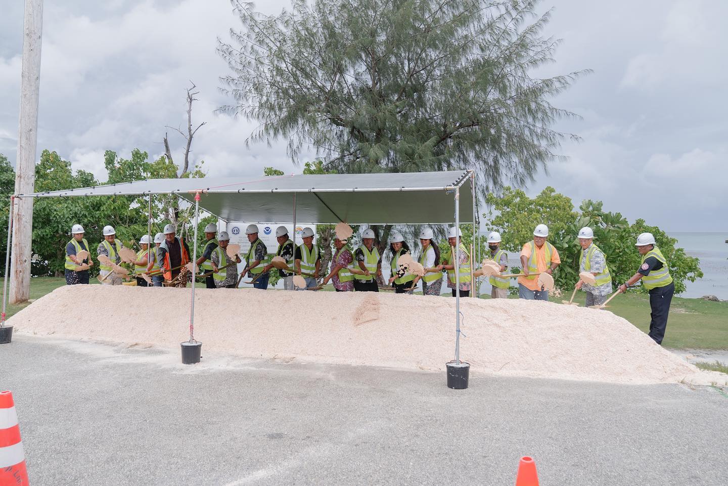 Officials led by Gov. Ralph DLG Torres break ground at Garapan Fishing Base where a shoreline project is now underway to reduce erosion and improve water quality in the Saipan lagoon. 