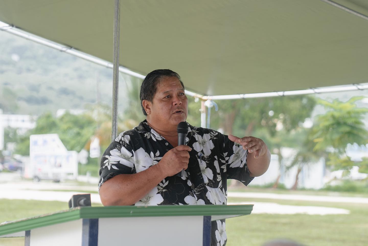 CNMI Department of Lands and Natural Resources Secretary Anthony T. Benavente delivers his remarks.