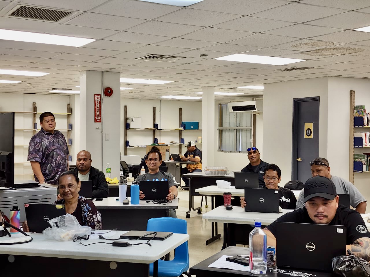 The Public School System’s Office of Pupil Transportation's bus drivers, bus mechanics, dispatchers, among other personnel, are participating in a five-day training program in the Marianas High School library.