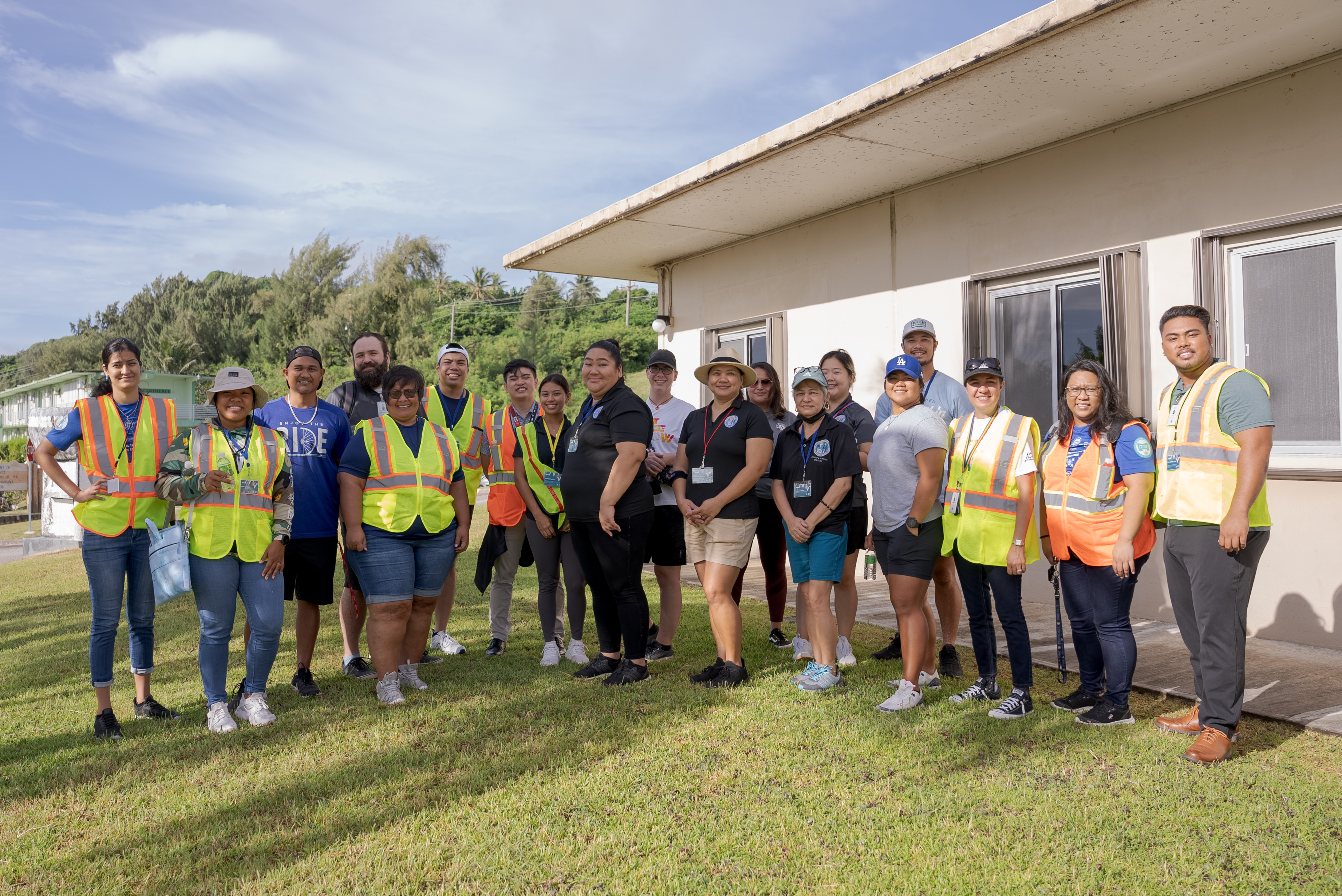 PSS and Marianas High School team members gather for a photo.