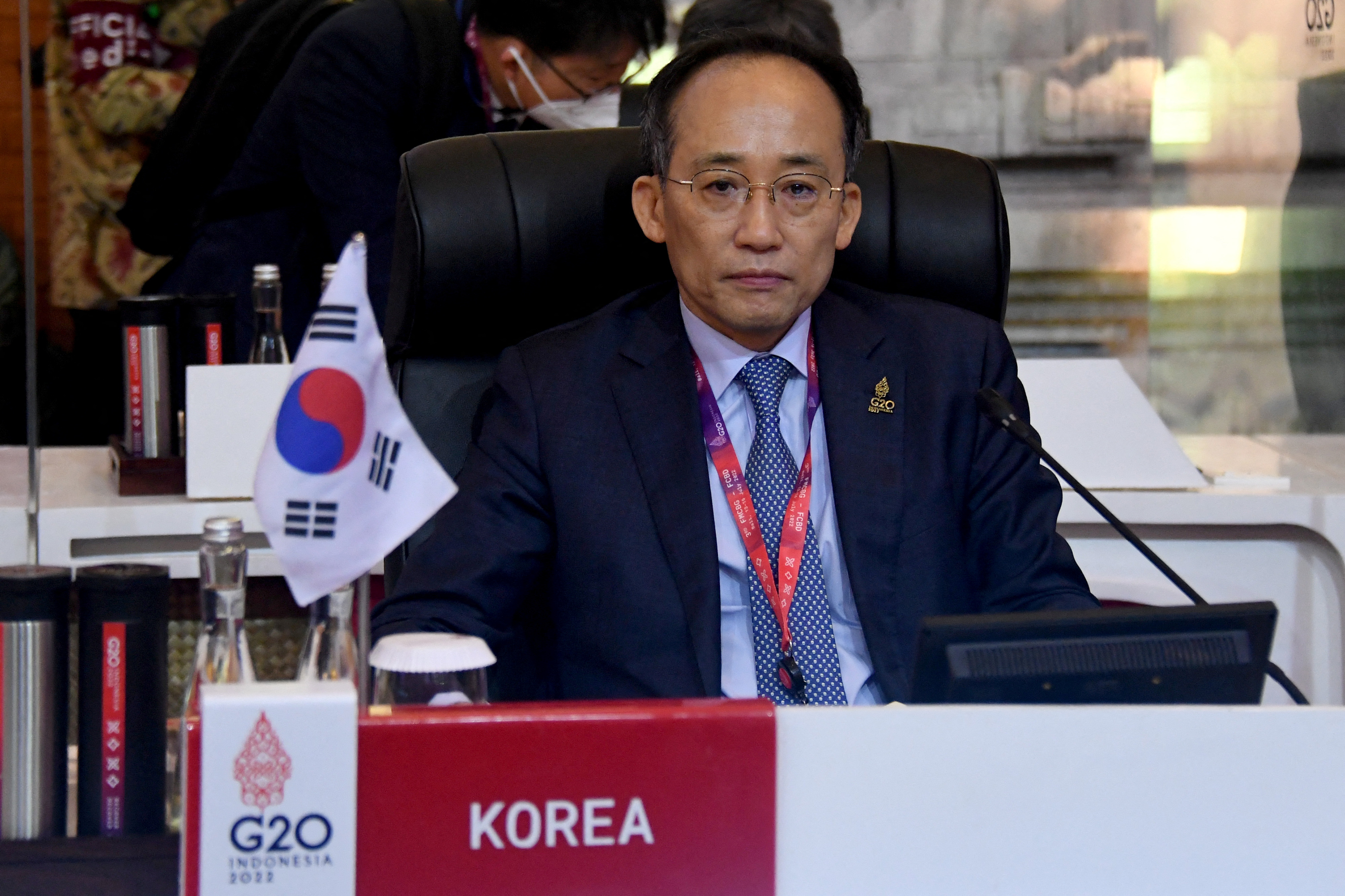 South Korea Deputy Prime Minister and Minister of Economy and Finance Choo Kyung-ho attends the G20 Finance Ministers Meeting in Nusa Dua, on Indonesia resort island of Bali, on July 15, 2022.