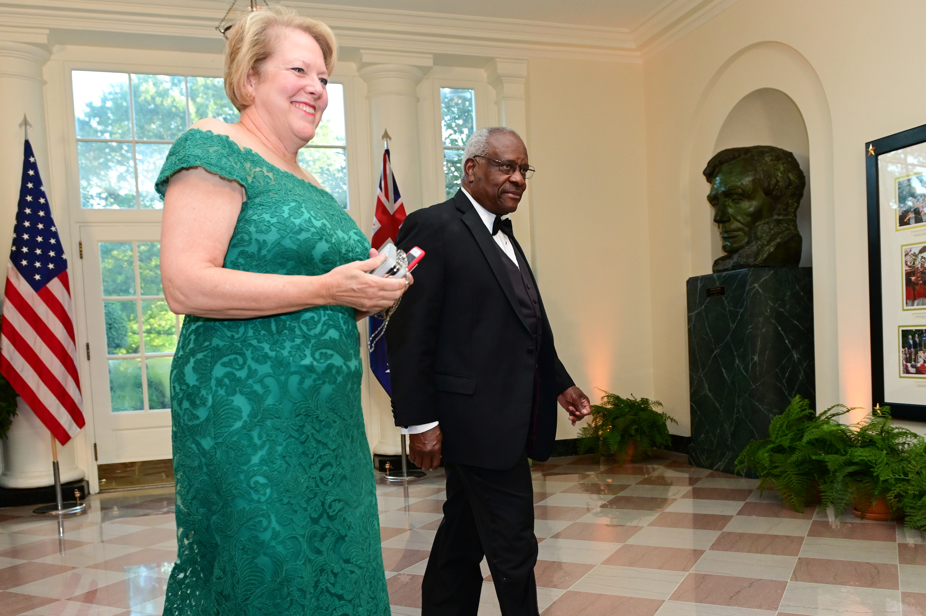 U.S. Supreme Court Justice Clarence Thomas arrives with his wife, Ginni Thomas, for a State Dinner at the White House in Washington, D.C. on Sept. 20, 2019.