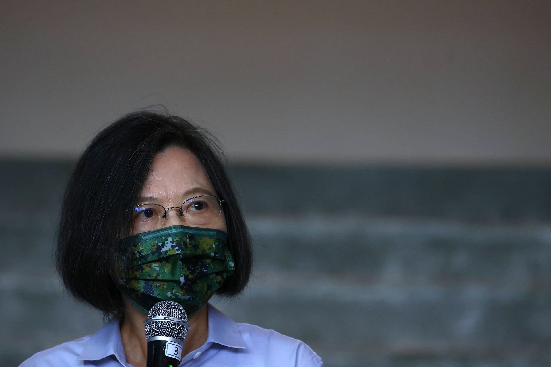 Taiwan President Tsai Ing-wen gives a speech at a navy base in Penghu Islands, Taiwan, Aug. 30, 2022.