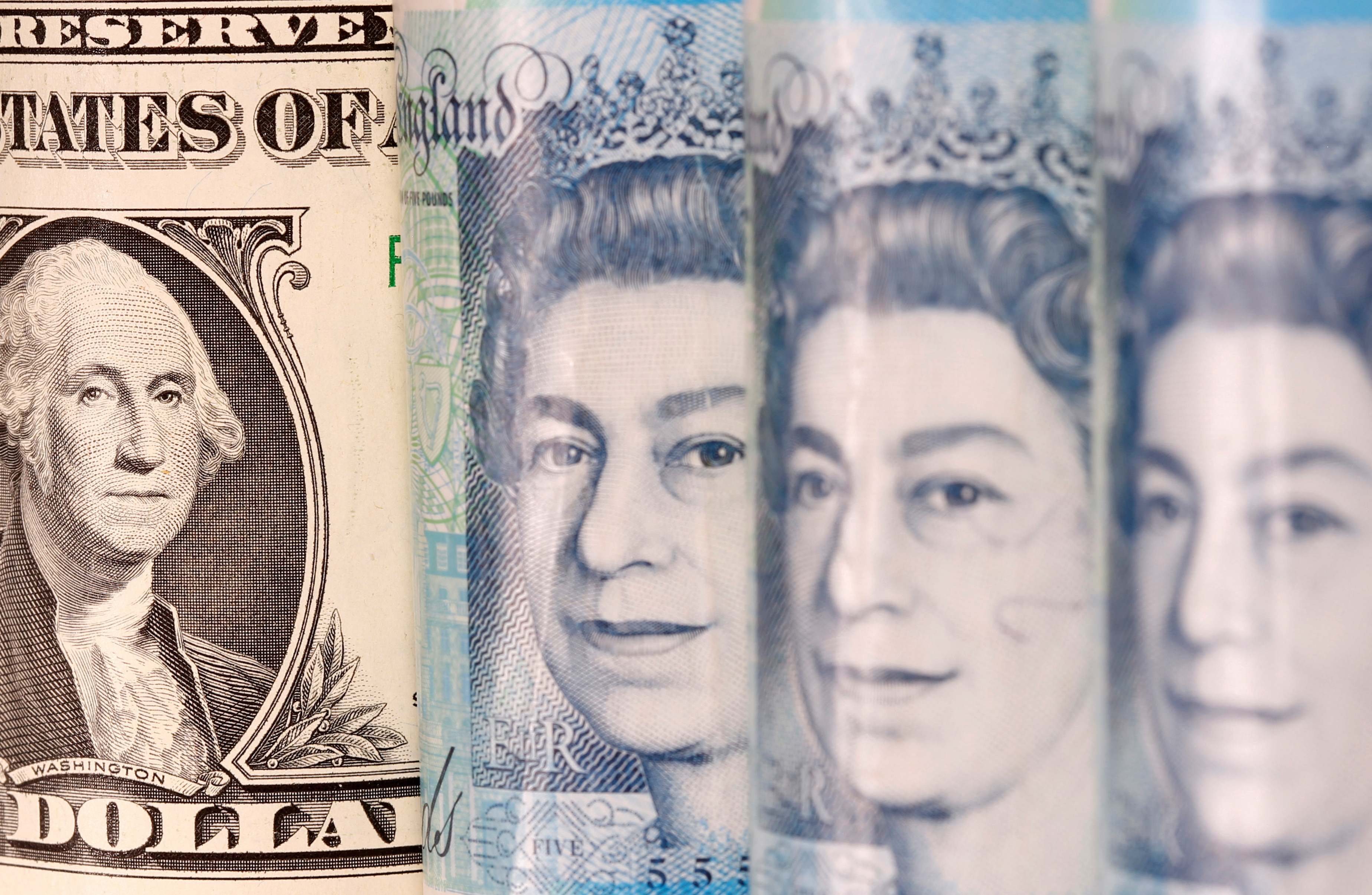 Pound and U.S. dollar banknotes are seen in this illustration taken on Jan. 6, 2020.