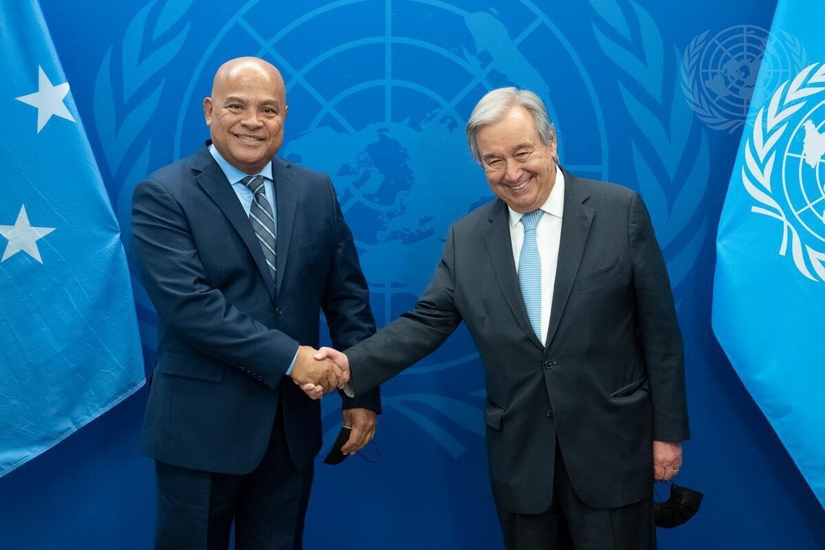 Federated States of Micronesia President David W. Panuelo with United Nations Secretary-General Antonio Guterres.