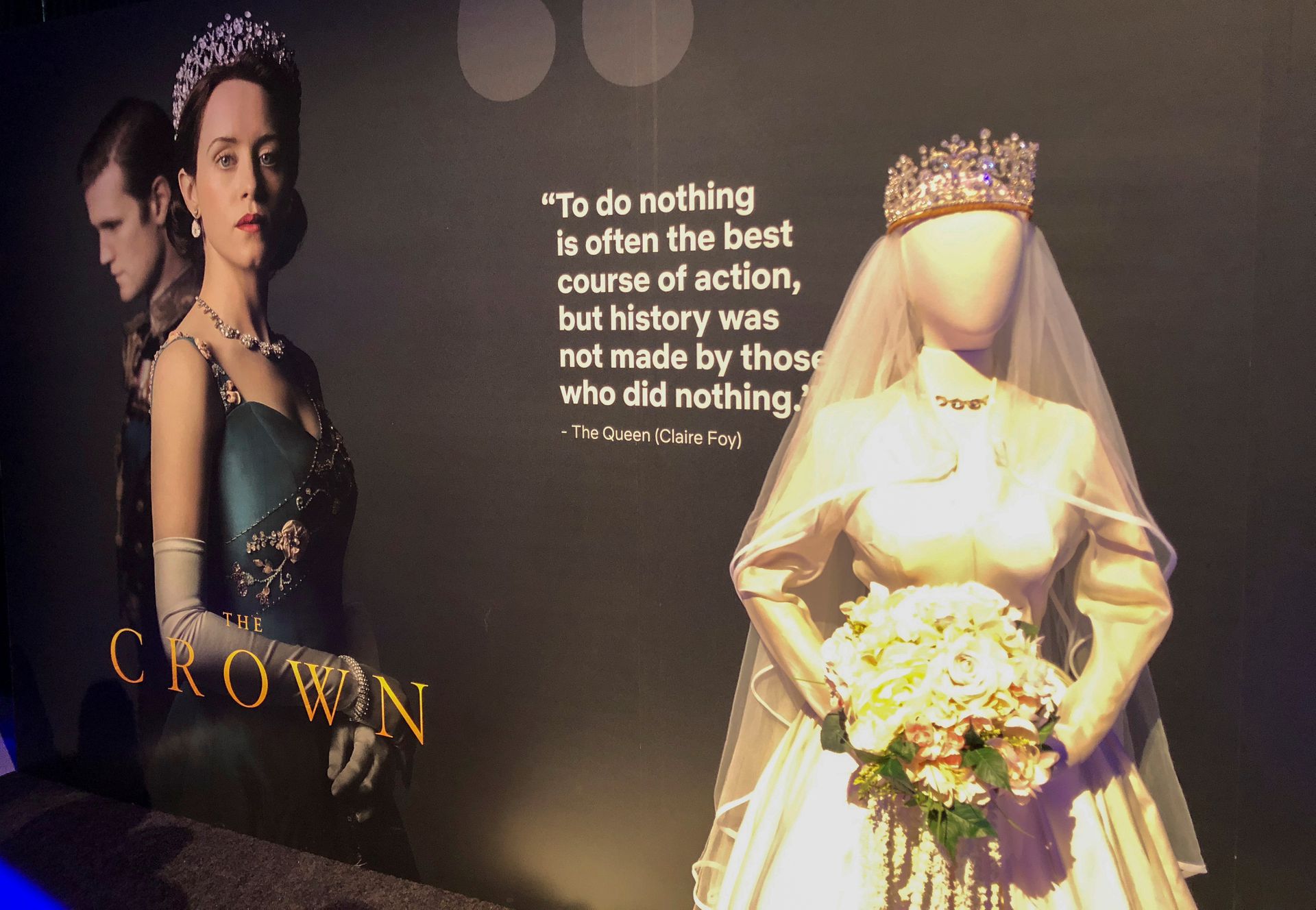 Netflix displays a costume from "The Crown" series at an exhibition promoting the company's shows for Emmy consideration in Los Angeles, California, May 6, 2018.