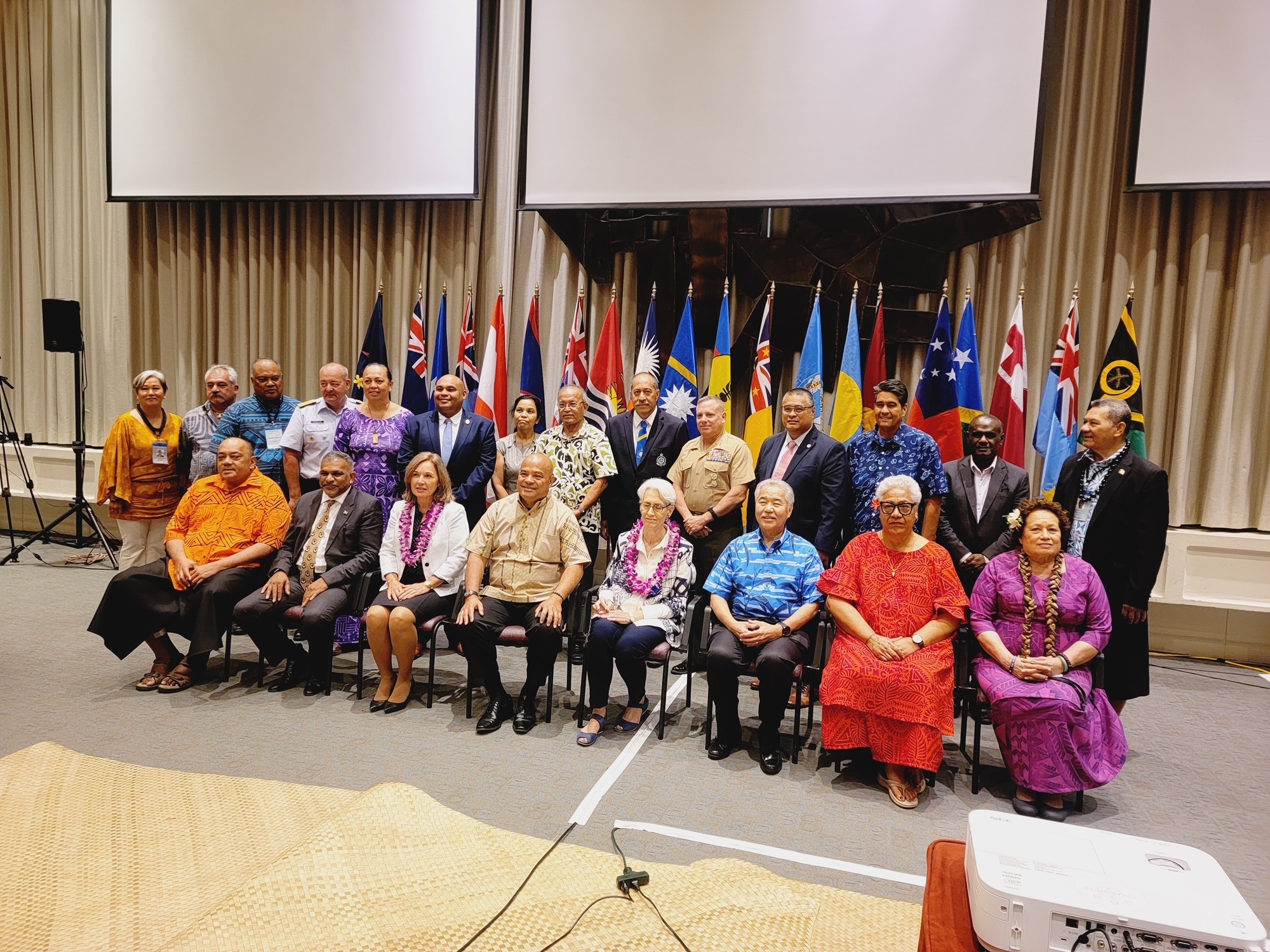 U.S. Congresswoman Aumua Amata of American Samoa, seated right, with Pacific leaders at the Pacific Island Conference of Leaders in Honolulu, Hawaii.