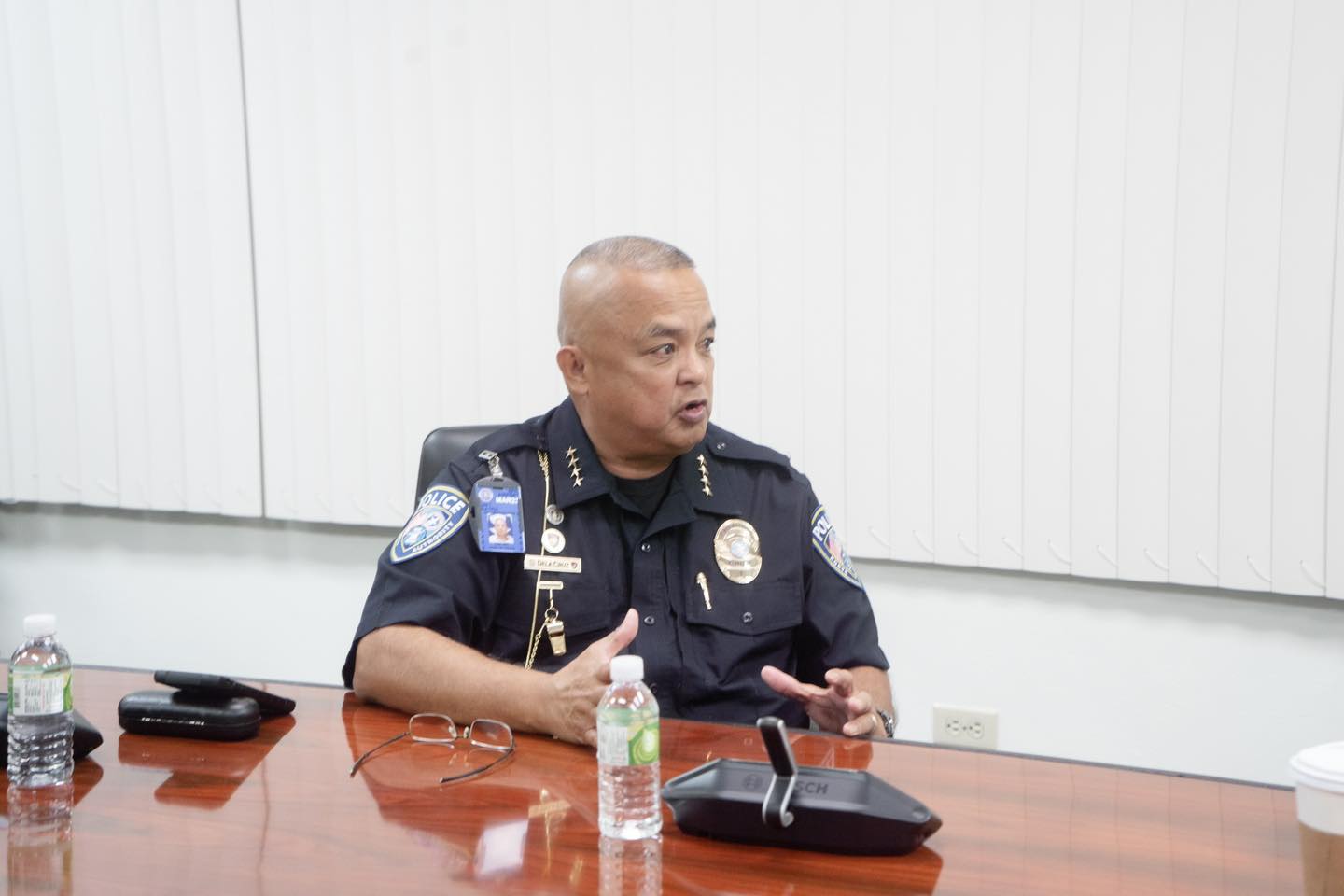 Ports police chief Juan T. Dela Cruz delivers his remarks.