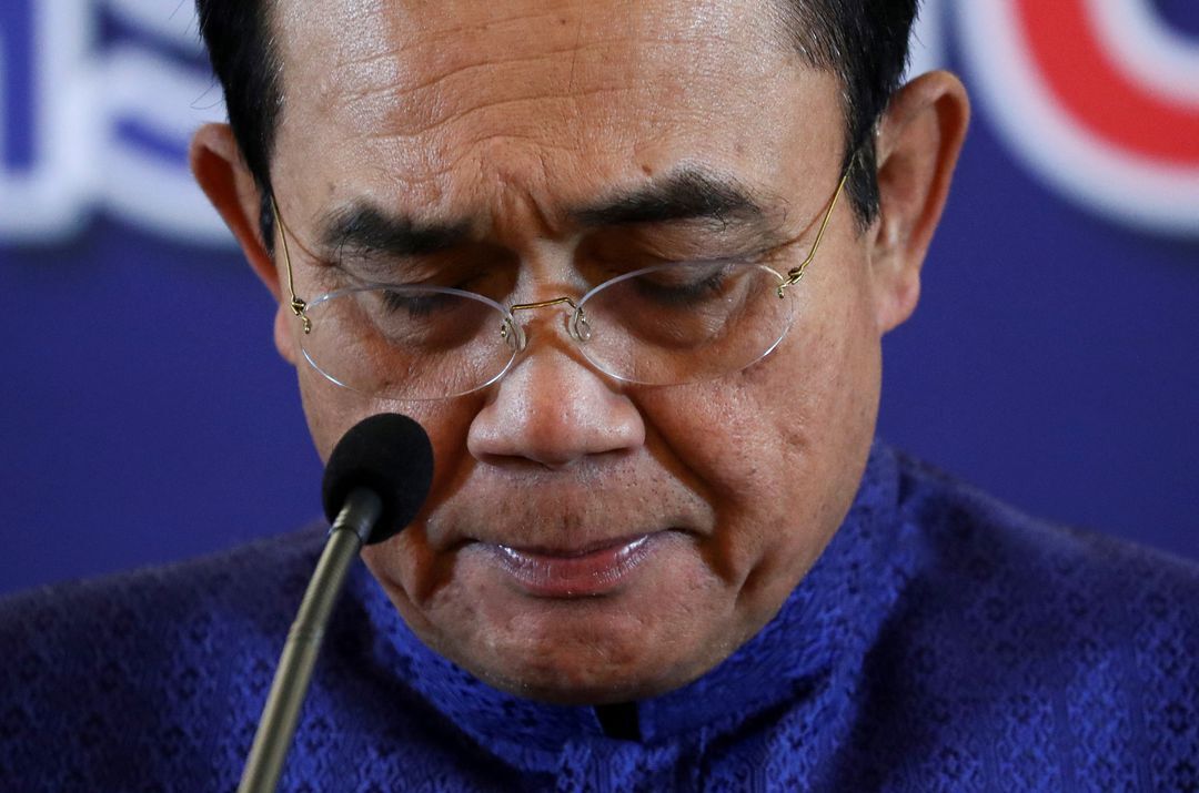 Thailand's Prime Minister Prayuth Chan-ocha speaks during a news conference after a cabinet meeting at the Government House in Bangkok, Thailand, Sept. 22, 2020.