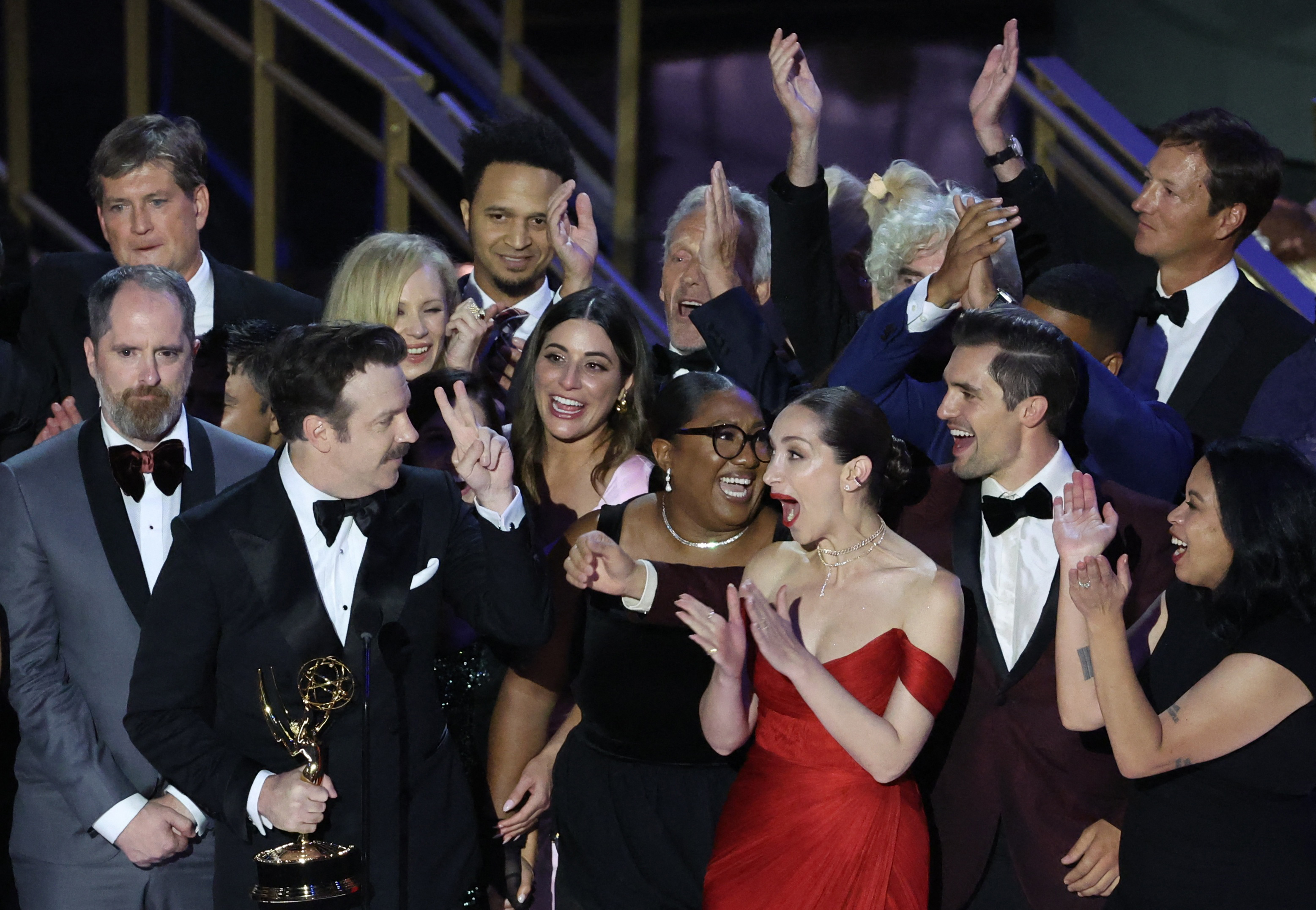 Jason Sudeikis accepts the award for Outstanding Comedy Series for "Ted Lasso" at the 74th Primetime Emmy Awards held at the Microsoft Theater in Los Angeles, Sept. 12, 2022.