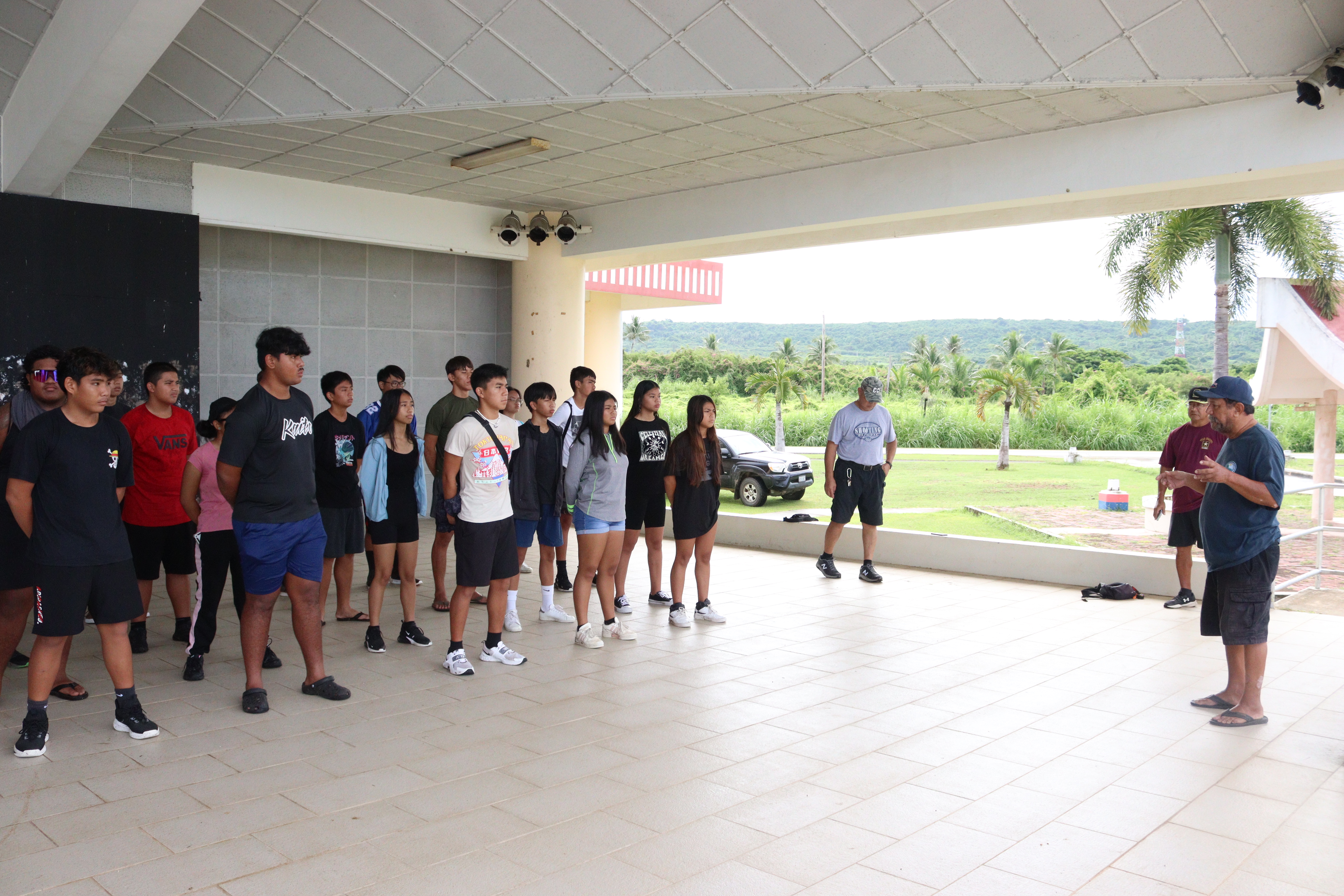 Mr. Edwin Hofschneider speaks to the cadets about the purpose of the International Coastal Cleanup.