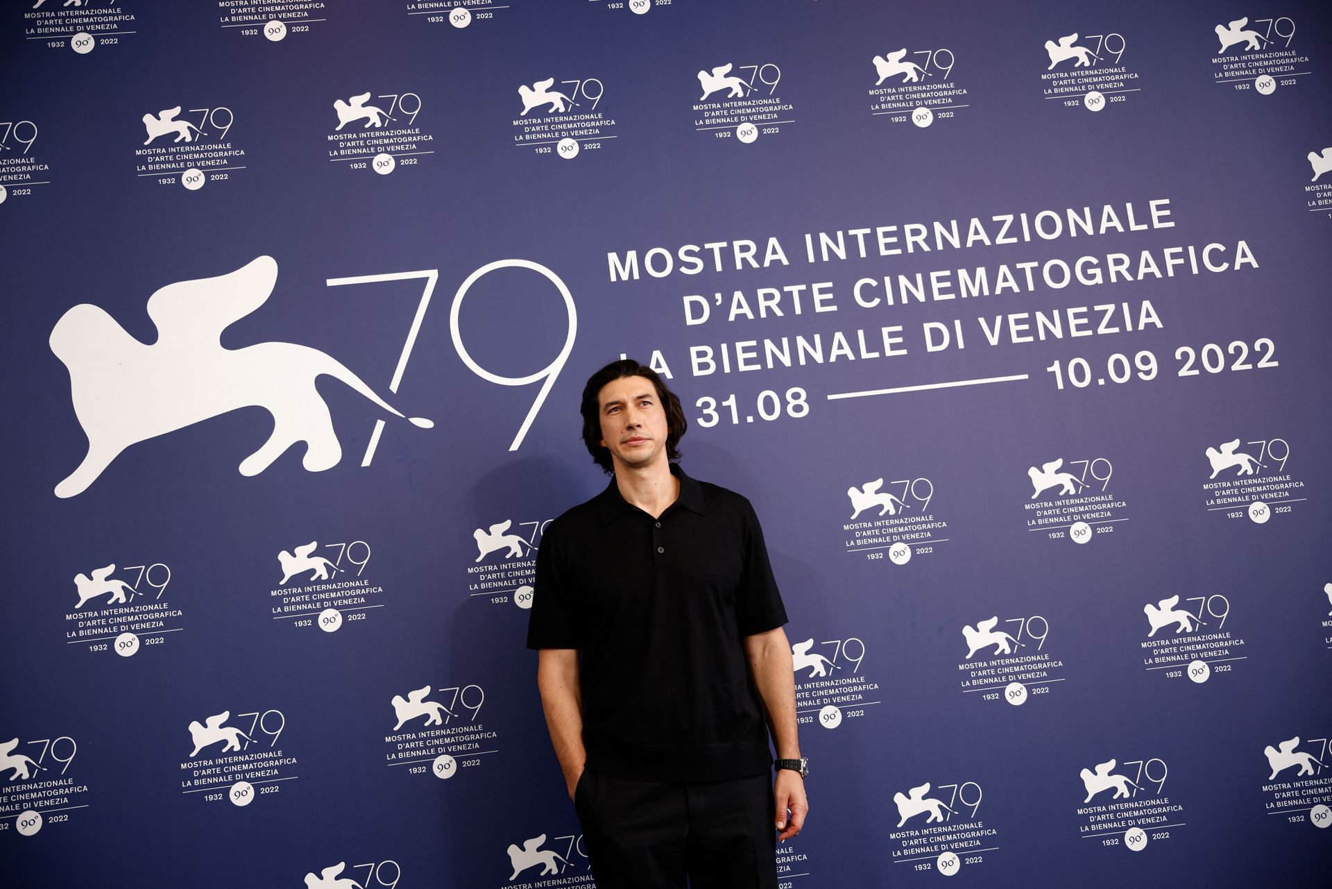 Cast member Adam Driver poses during a photo call for the film "White Noise," in competition at the 79th Venice Film Festival  in Venice, Italy, Aug. 31, 2022.