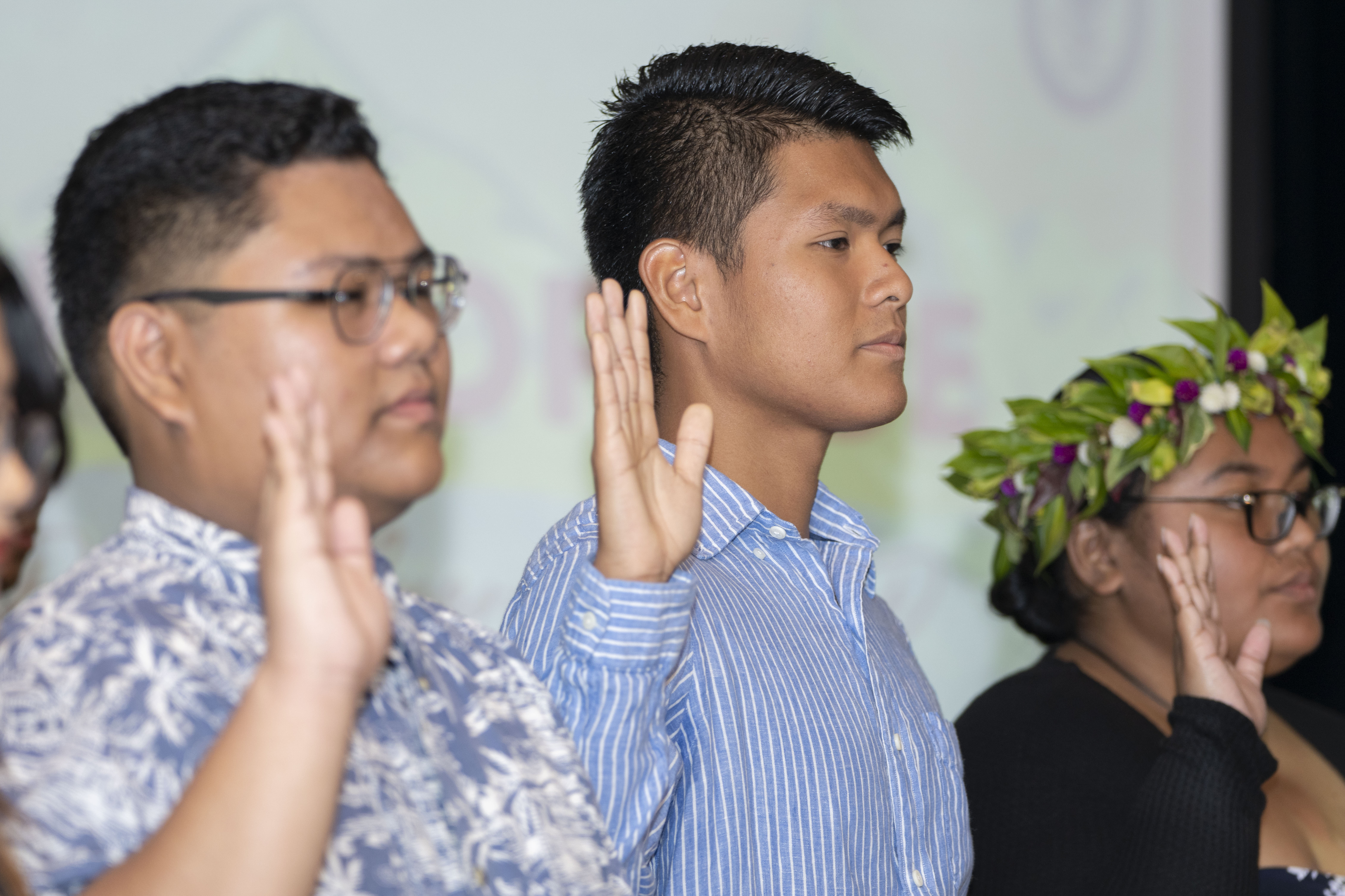 Northern Marianas College's new student officers take their oath of office during the investiture ceremony Friday, Sept. 23, at the Pacific Islands Club.