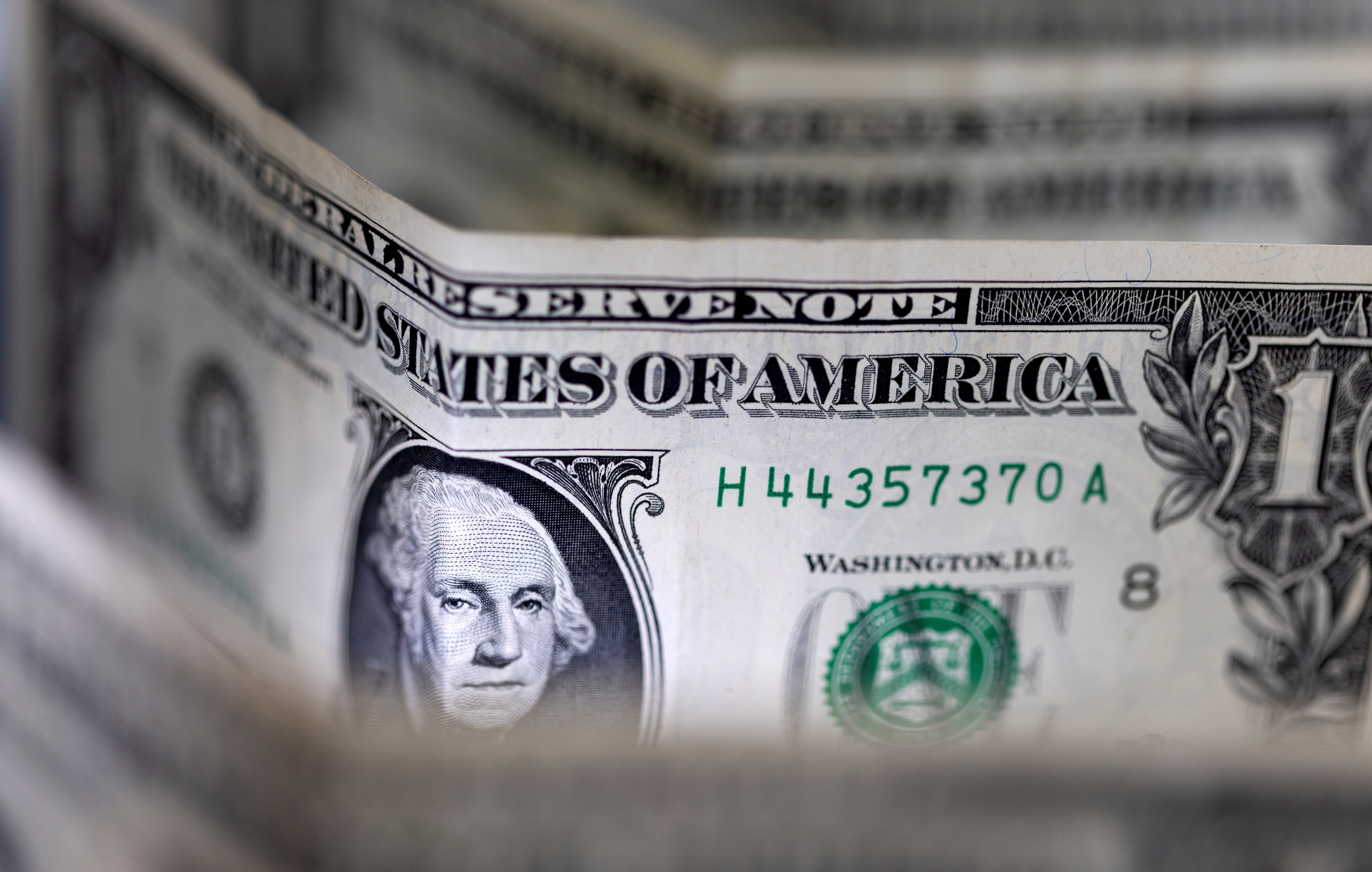 U.S. dollar banknotes are displayed in this illustration taken Feb. 14, 2022.