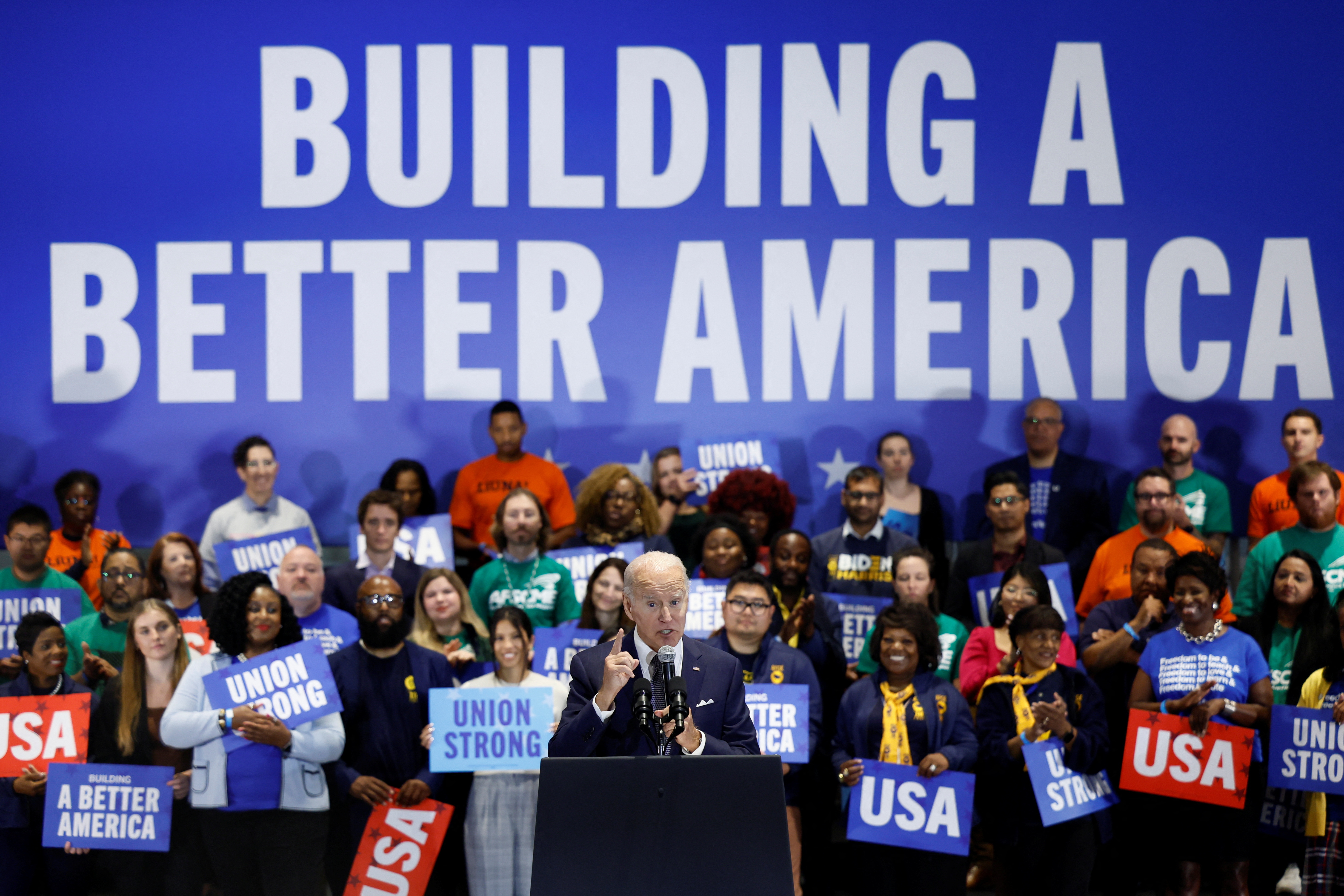 President Joe Biden delivers remarks at a Democratic National Committee event at the National Education Association headquarters in Washington, D.C., Sept. 23, 2022.