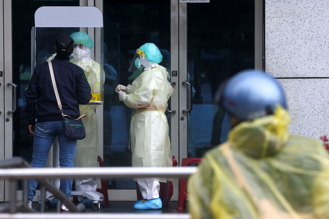 A person gets a coronavirus disease test in Taipei, Taiwan, May 24, 2022.