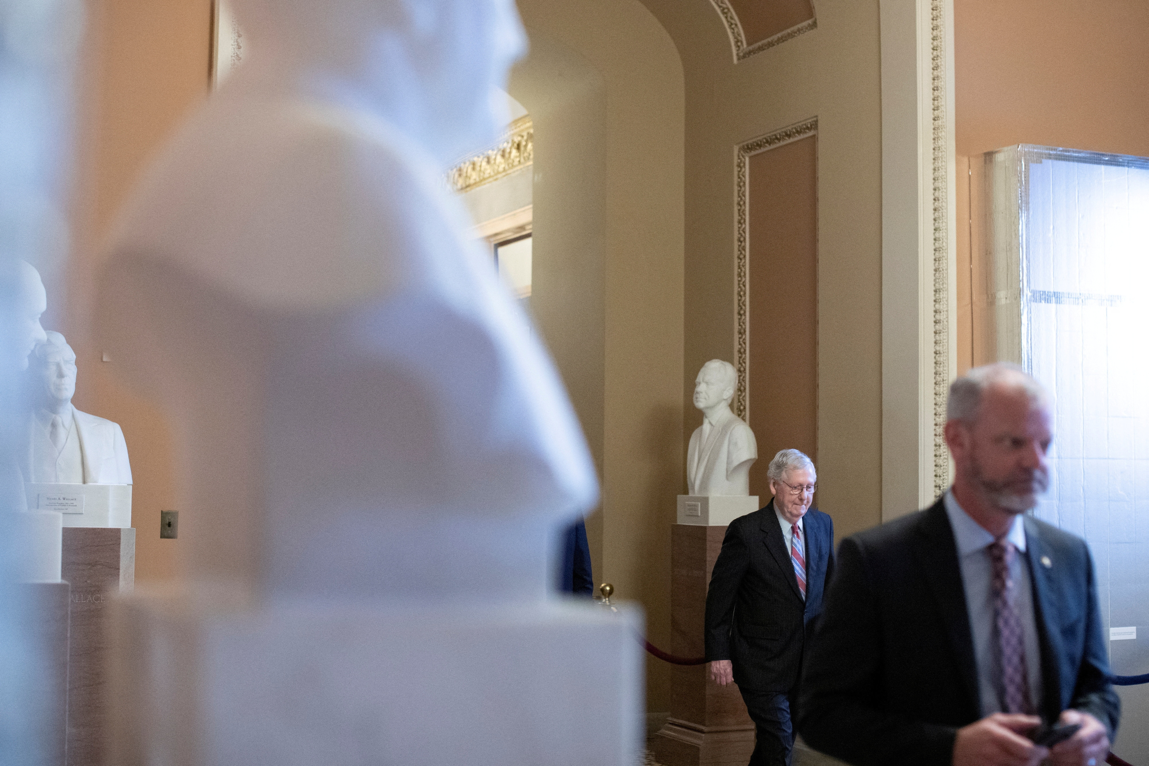 Senate Minority Leader Mitch McConnell, R-Ky., walks to the Senate floor on Capitol Hill in Washington, D.C., Sept. 8, 2022.