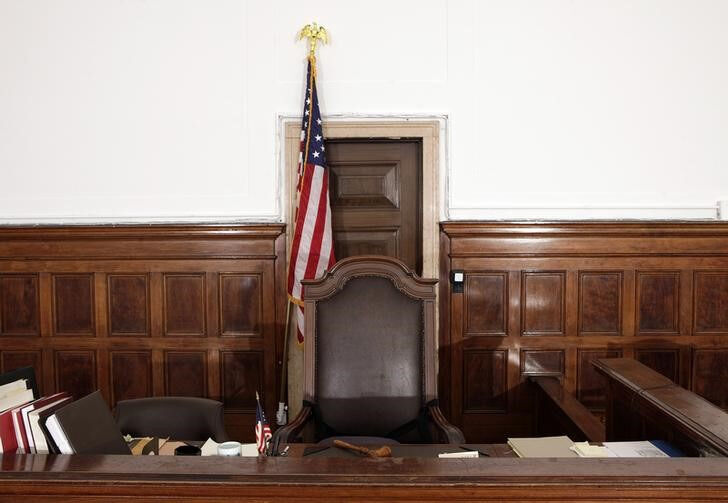 A view of the judge's chair in court room 422 of the New York Supreme Court at 60 Centre Street on Feb. 3, 2012.