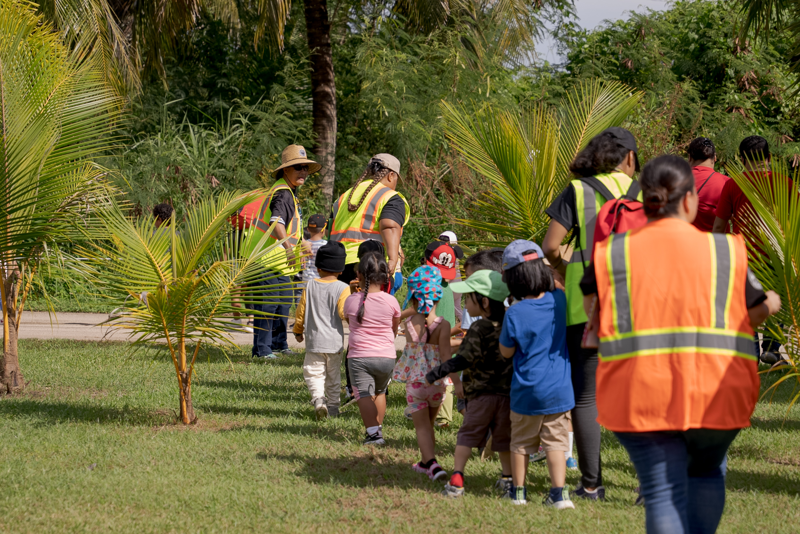 Tanapag Head Start/Early Head Start children are escorted by their teachers.