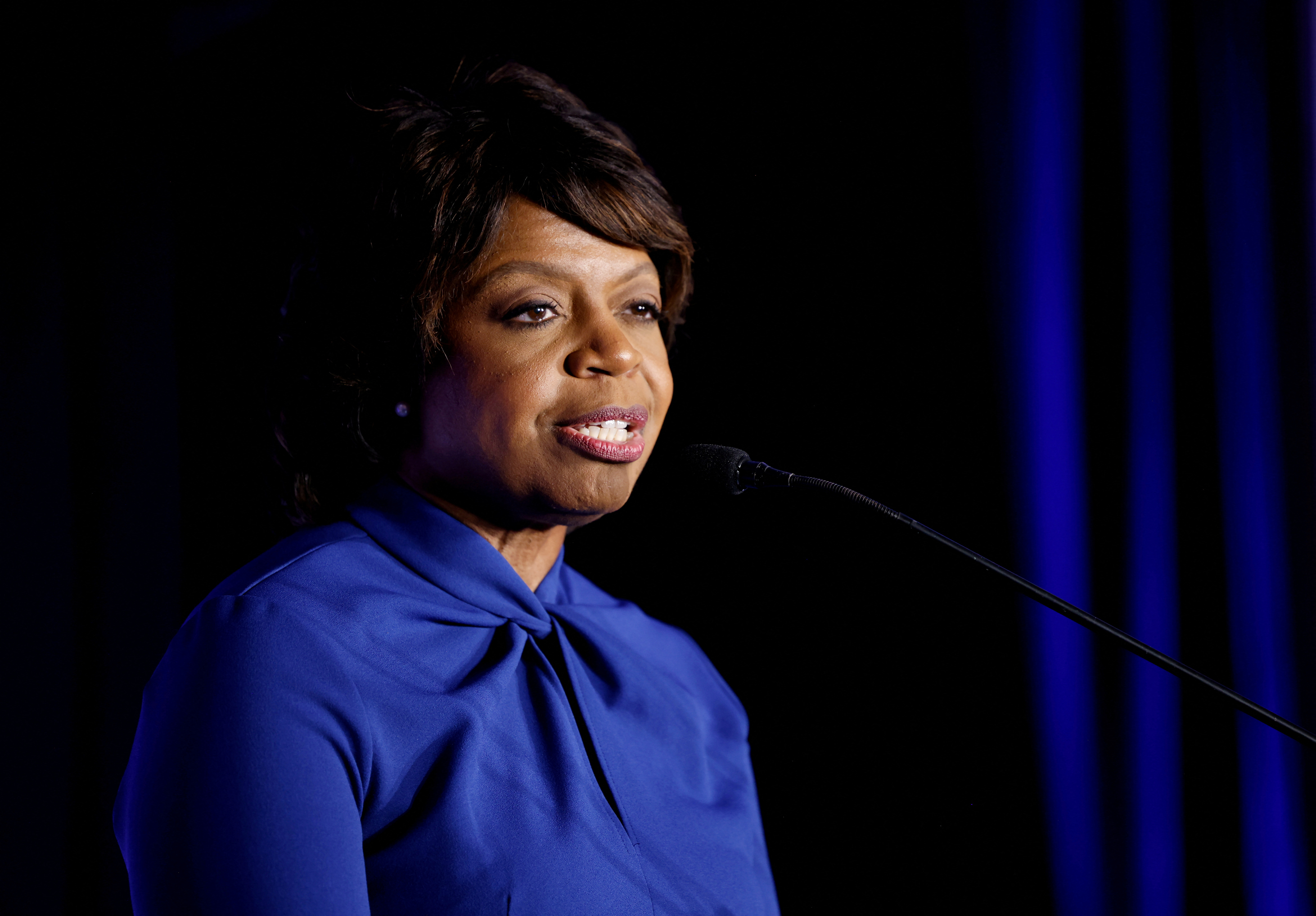 Cheri Beasley speaks after she won the Democratic nomination for the United States Senate seat for the state in Raleigh, North Carolina, May 17, 2022.