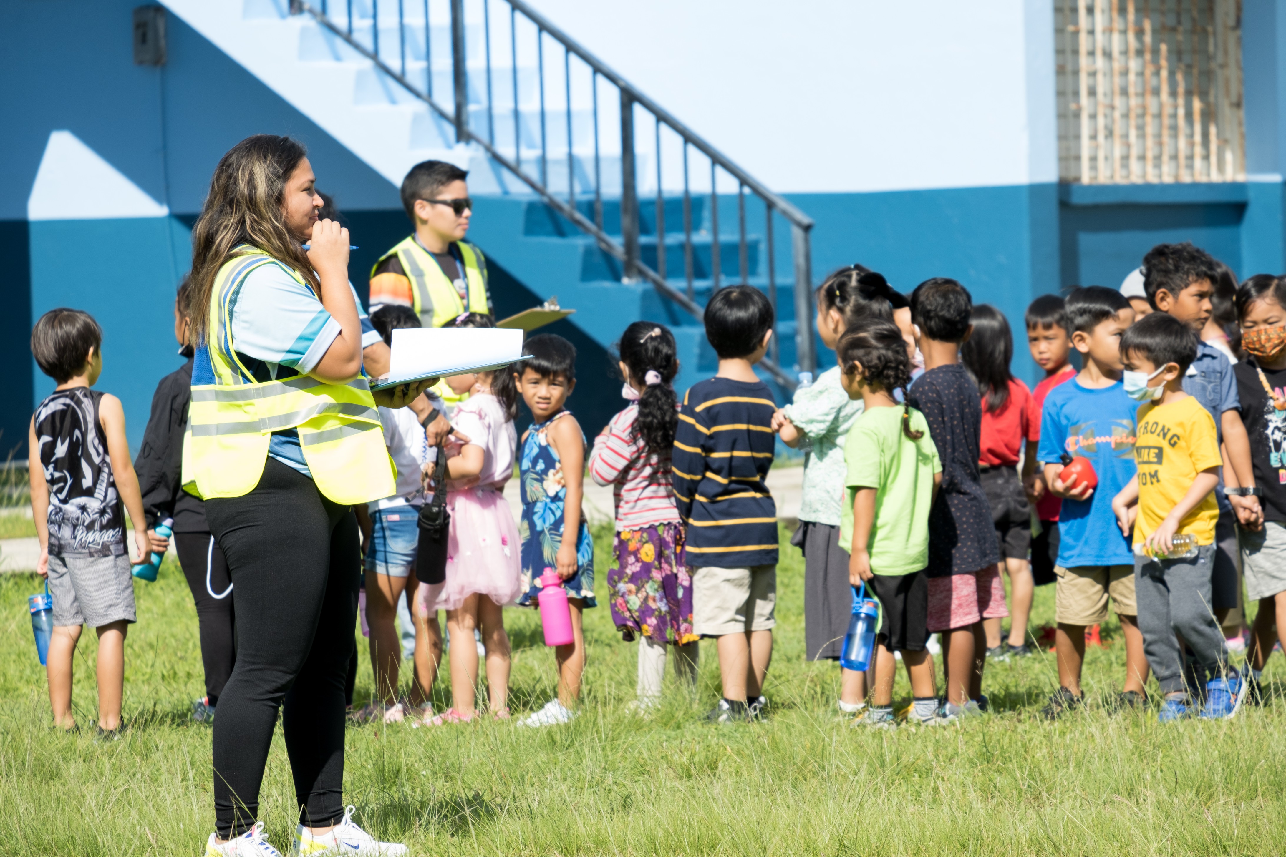 Garapan Elementary School personnel and students are ready to execute their school’s evacuation plan.