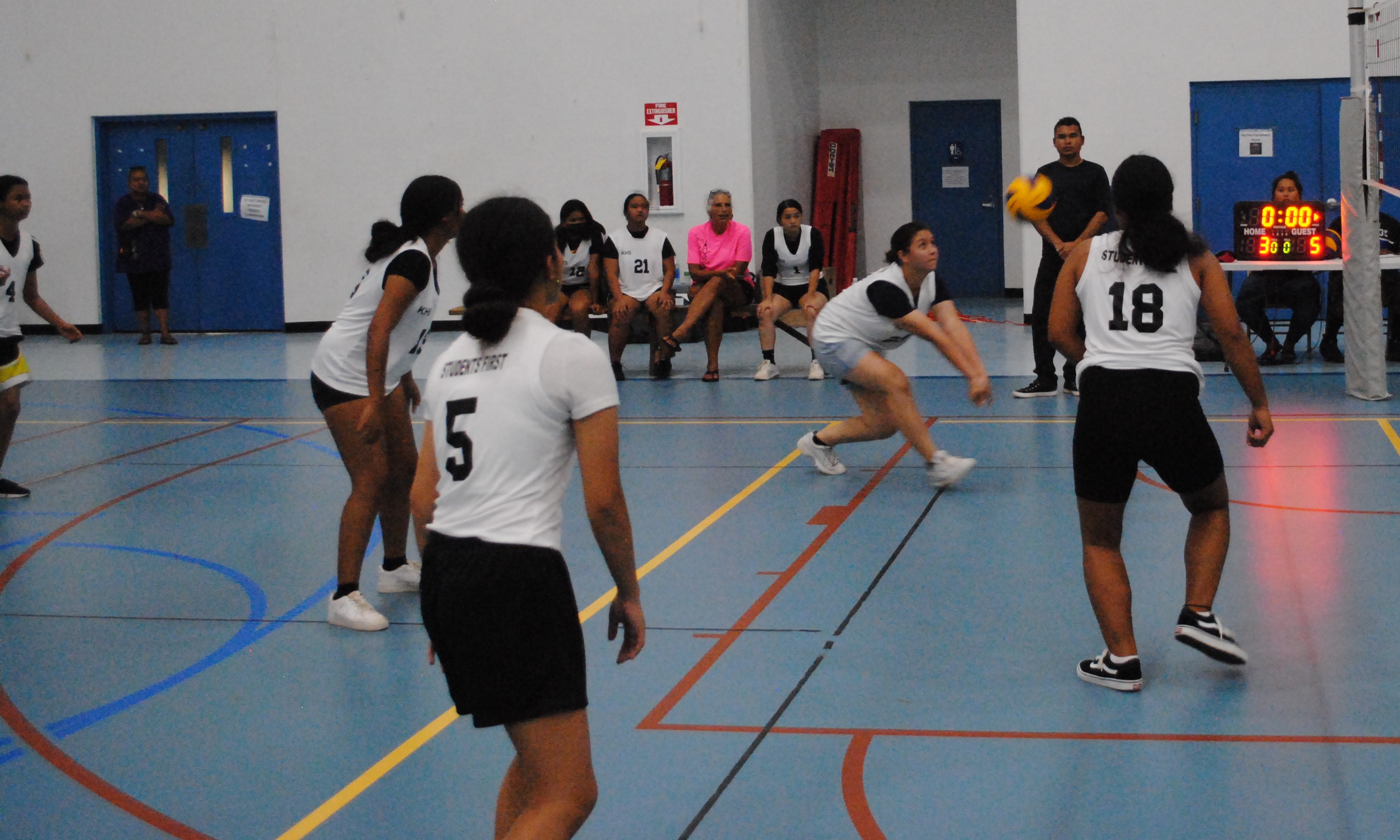 A KHS JV player reaches out for the save during a PSS-NMIVA Girls High School Volleyball game Thursday at the MHS Gym.