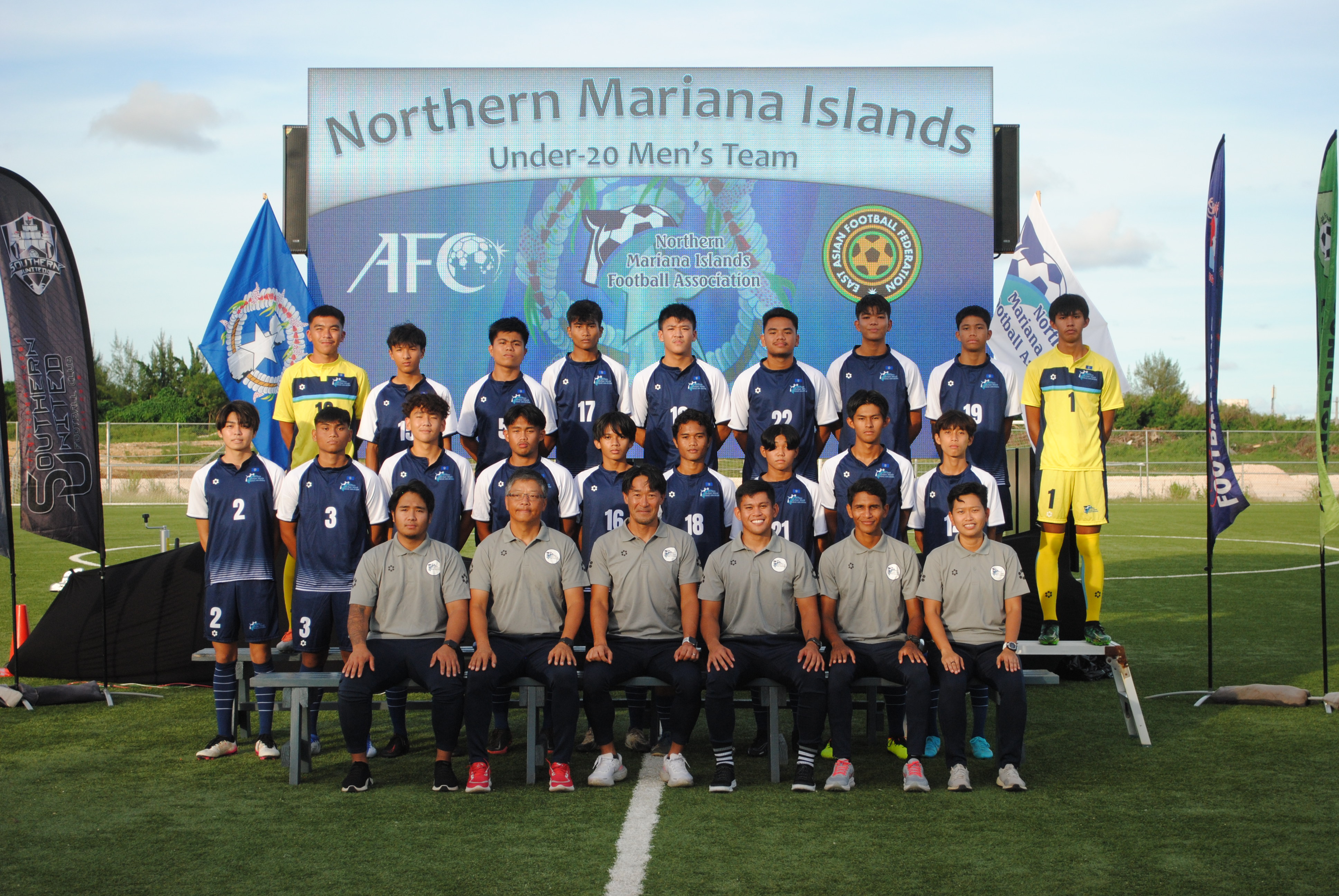 The NMI Men's U20 National Team members pose for  a photo Friday at the NMI Soccer Training Center.