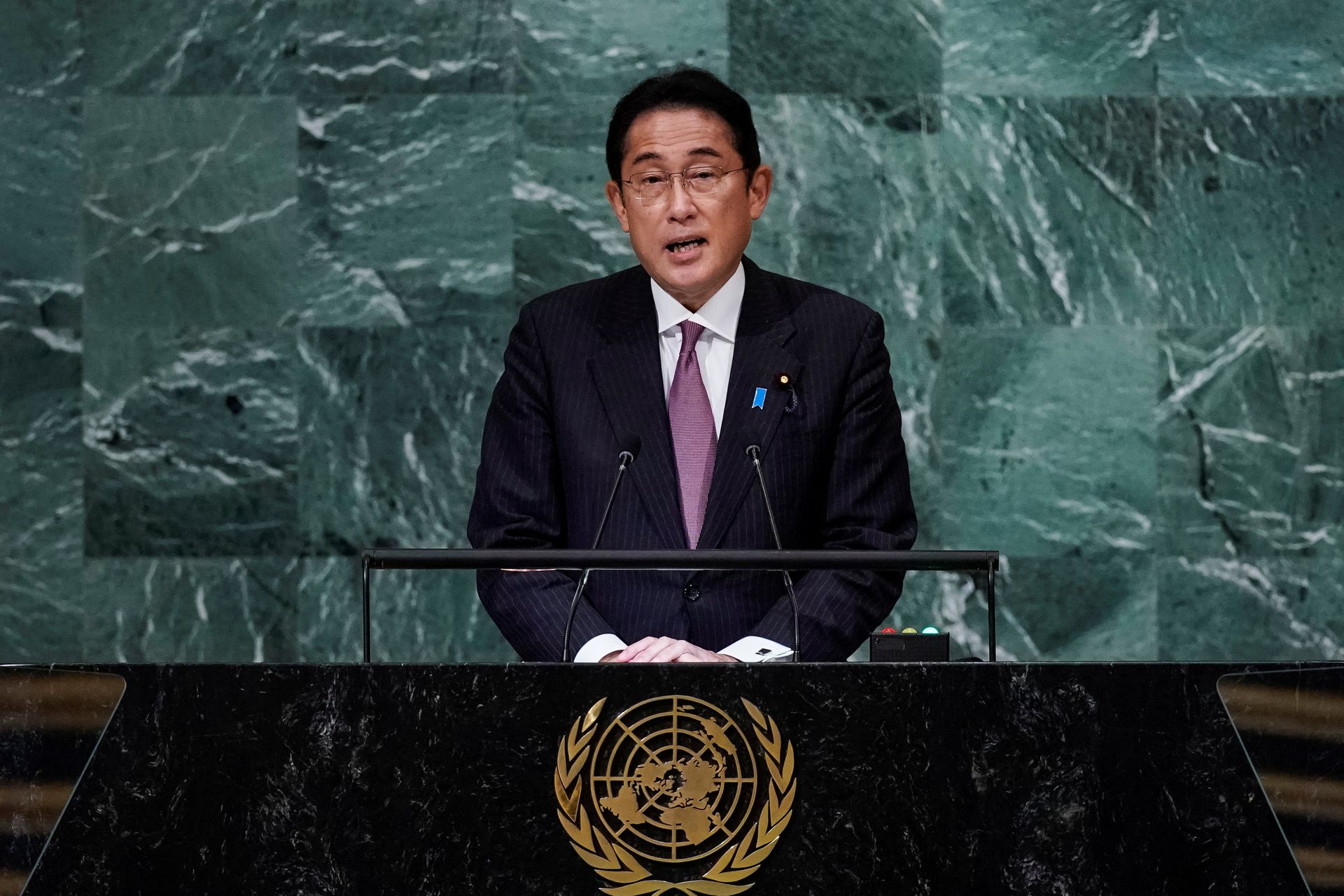 Japan's Prime Minister Fumio Kishida addresses the 77th Session of the United Nations General Assembly at U.N. Headquarters in New York City, Sept. 20, 2022.
