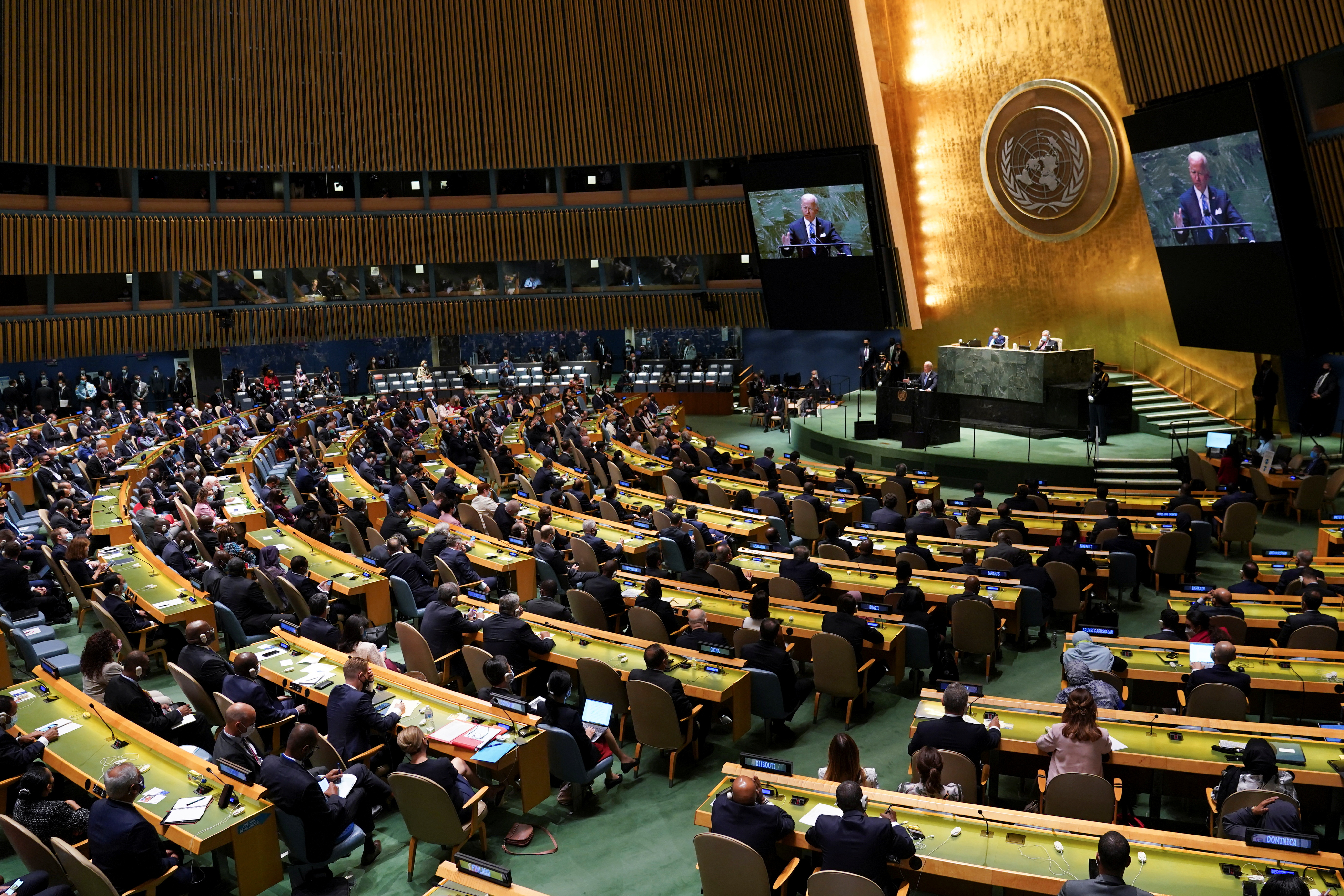 President Joe Biden addresses the 76th Session of the U.N. General Assembly in New York City, Sept. 21, 2021.