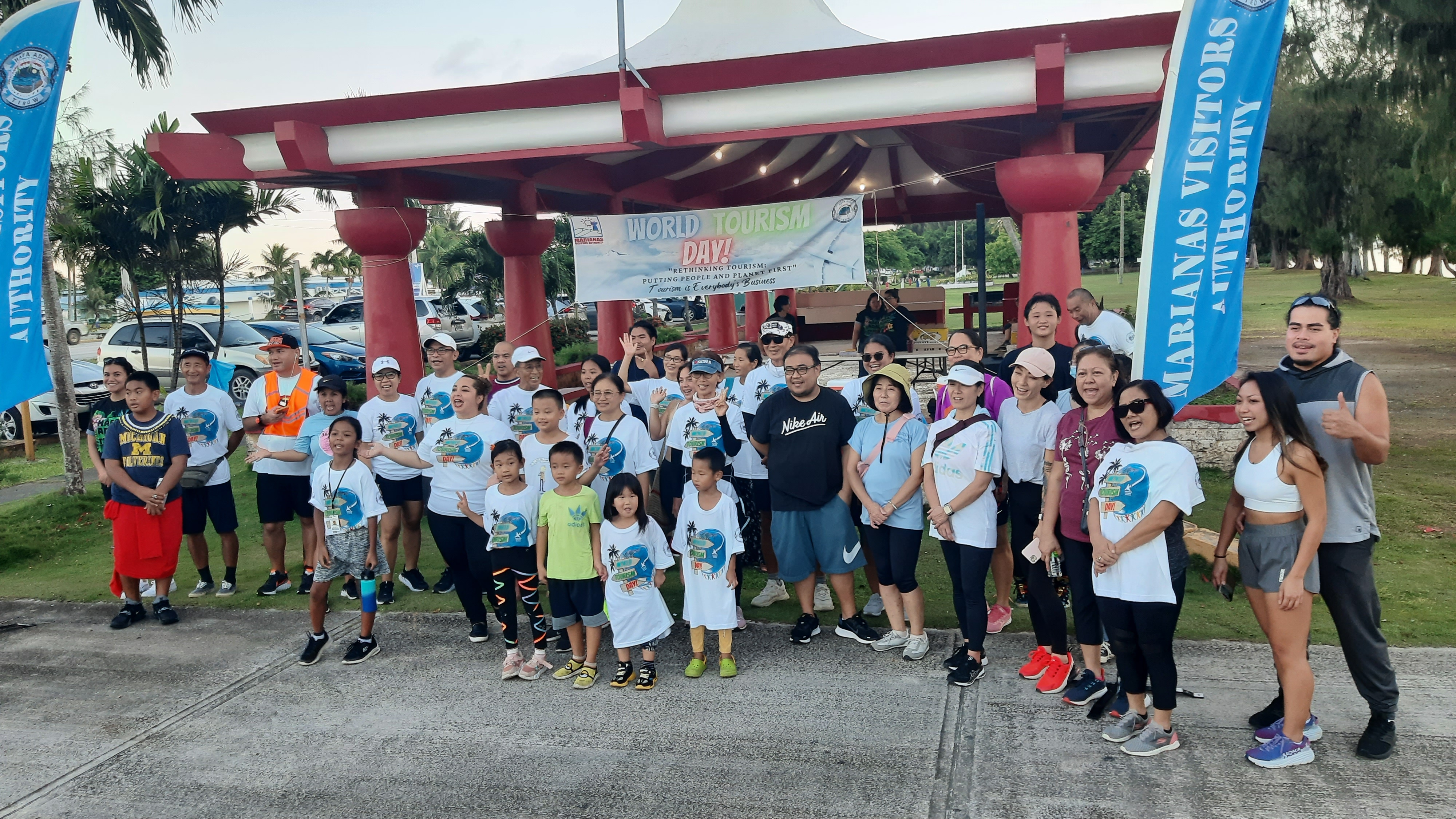 Fifty-eight participants join the World Tourism Day Sunset Walkathon on Sept. 27, 2022, in Saipan in celebration of World Tourism Day. Walks were also held in Rota and Tinian, organized by the Marianas Visitors Authority.