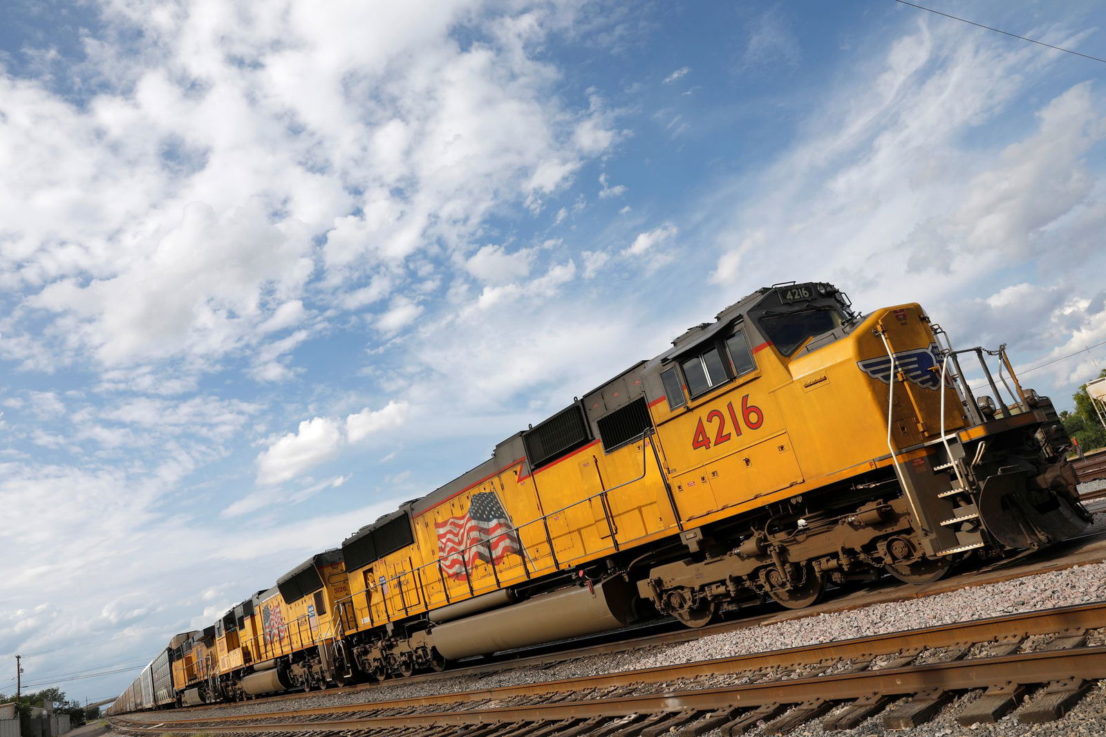 A cargo train is seen near the border between the U.S. and Mexico, in Laredo, Texas, June 3, 2019.