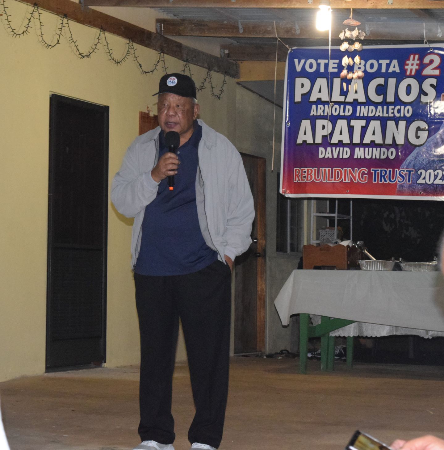 Saipan Mayor David M. Apatang speaks to residents of Kagman 2.