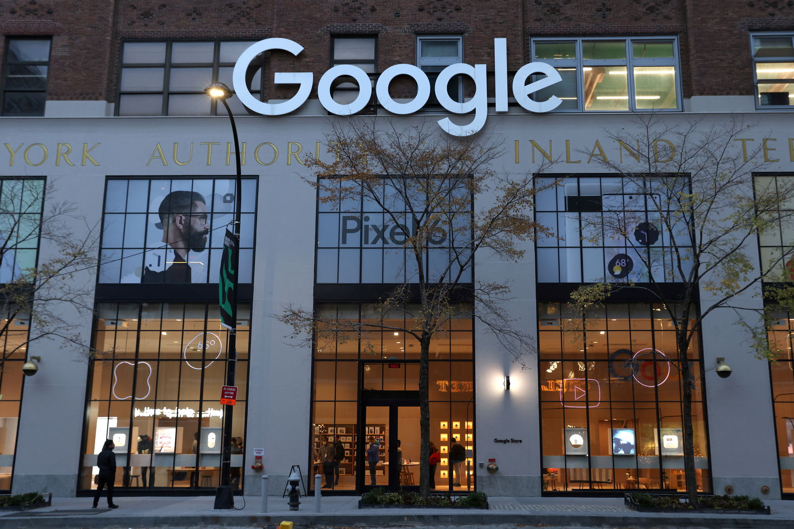 The logo for Google LLC is seen at the Google Store Chelsea in Manhattan, New York City, Nov. 17, 2021.