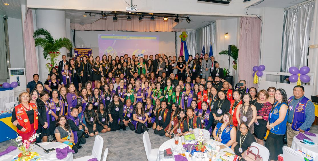 Officers and members of the eight other Lions Clubs on Saipan join the Saipan Fil-American Lions Club in celebrating the installation of its officers and induction of new members at the Grandvrio Resort Saipan on Oct. 1, 2022.
