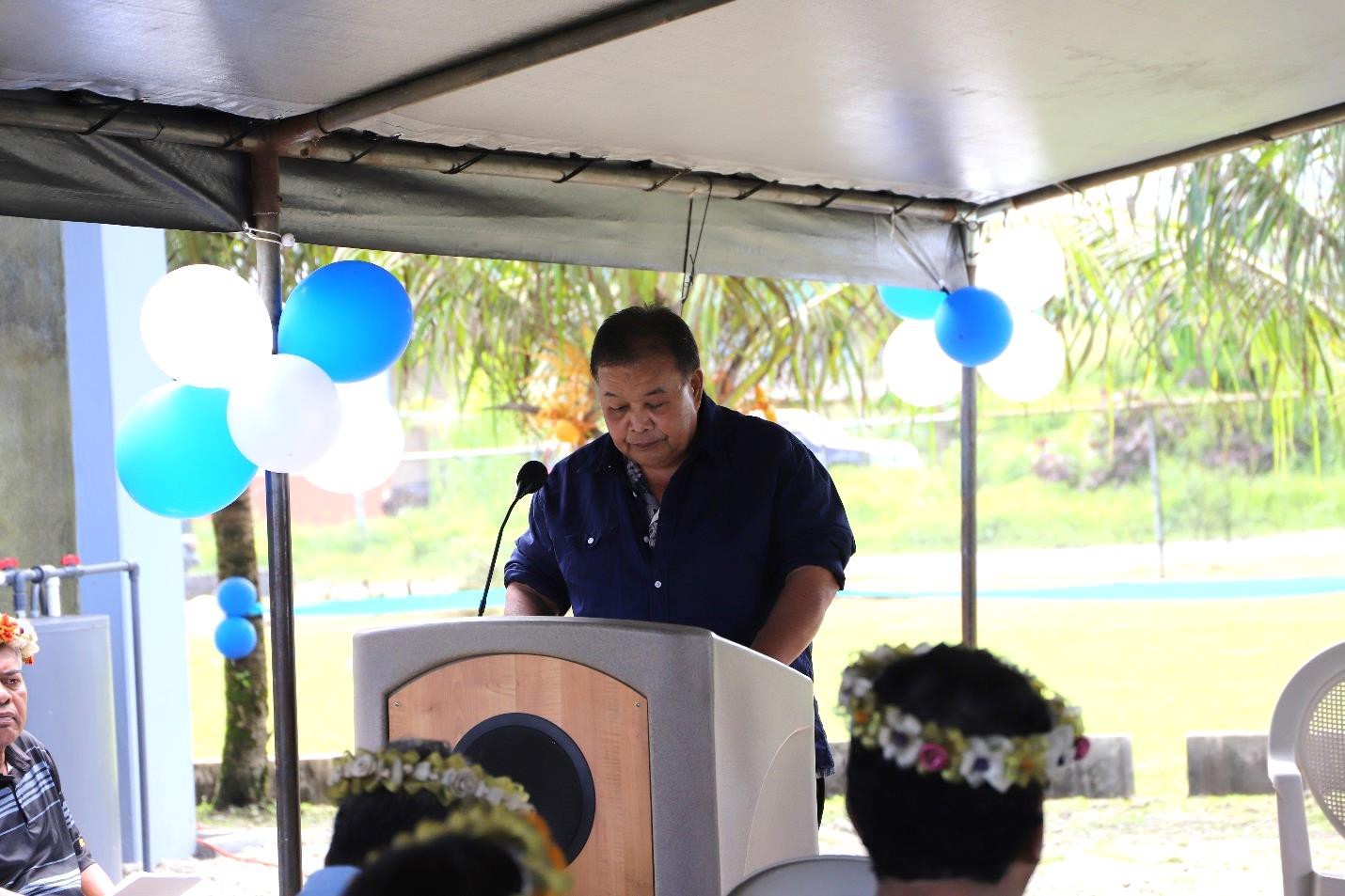 Pohnpei Gov. Reed B. Oliver  presents his remarks at the opening of the new Medical Wing at Pohnpei State Hospital