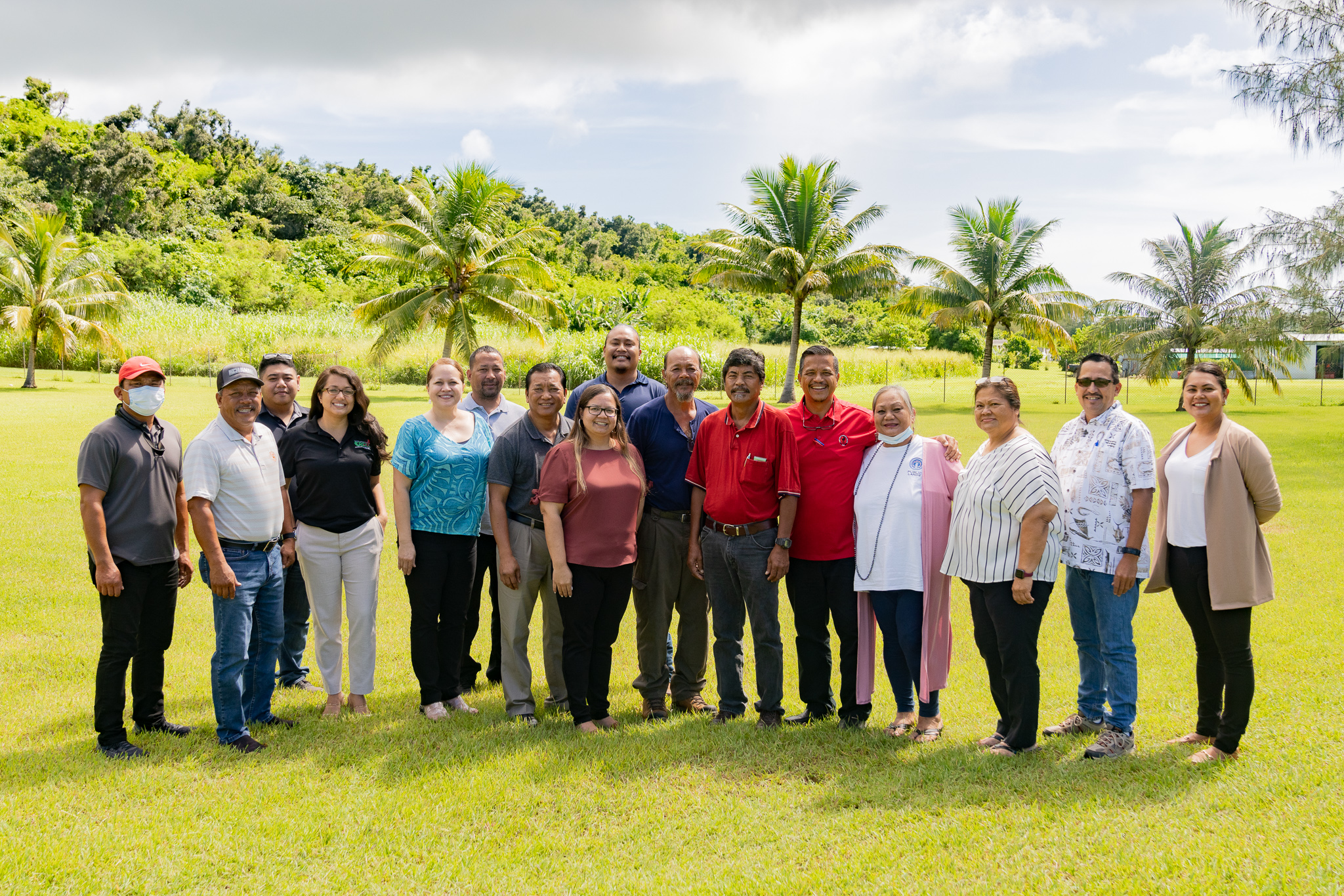 From left, Tinian rancher Ike Kiyoshi, Tinian Mayor Edwin Aldan, Mayor of Tinian staffer Carl Lou Espinosa, Northern Marianas College-Cooperative Research, Extension, and Education Services Interim Dean Patricia Coleman, Commonwealth Economic Development Authority loan manager Marie Coleman, Tinian Municipal Council Chairman Joseph Santos, Sen. Francisco Cruz, CEDA Board Member Jocelyn King, CNMI Small Business Development Center Director/Adviser Benjamin Borja, Tinian Cattlemen’s Association Vice President and NMC-CREES employee Sam Palacios, Tinian Cattlemen’s Association President Jose Dela Cruz, Senate President Jude U. Hofschneider, Department of Public Lands Director Bernie San Nicolas, NMC Tinian Center Executive Director Maria H. Aguon, Rep. Patrick San Nicolas and Public Land Advisory Board Member Melanie Cruz.