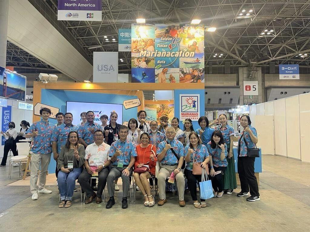 Marianas Visitors Authority Board Vice Chairwoman Gloria Cavanagh, center seated, leads the Marianas delegation at JATA Tourism Expo 2022 held on Sept. 22-25, 2022, in Tokyo, Japan.