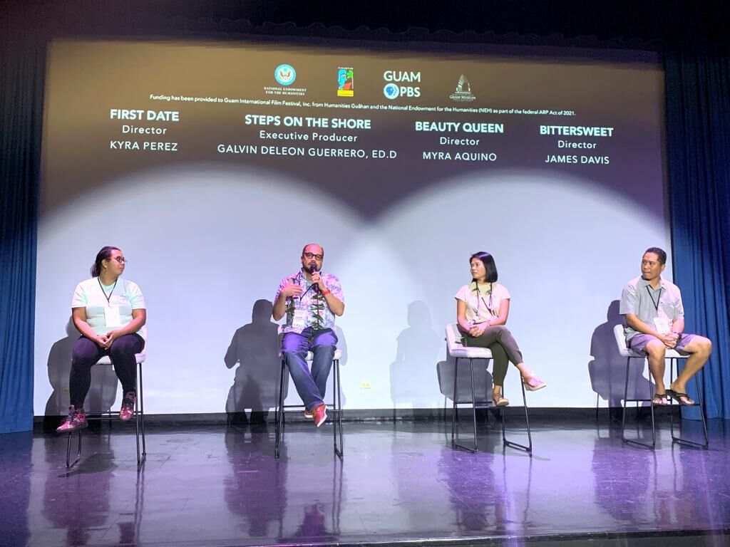 Galvin Deleon Guerrero, second left, Northern Marianas College president and producer for “Steps on the Shore,” speaks on a panel at the 2022 Guam International Film Festival about the film, which won the Best Made in the Marianas award at the festival.